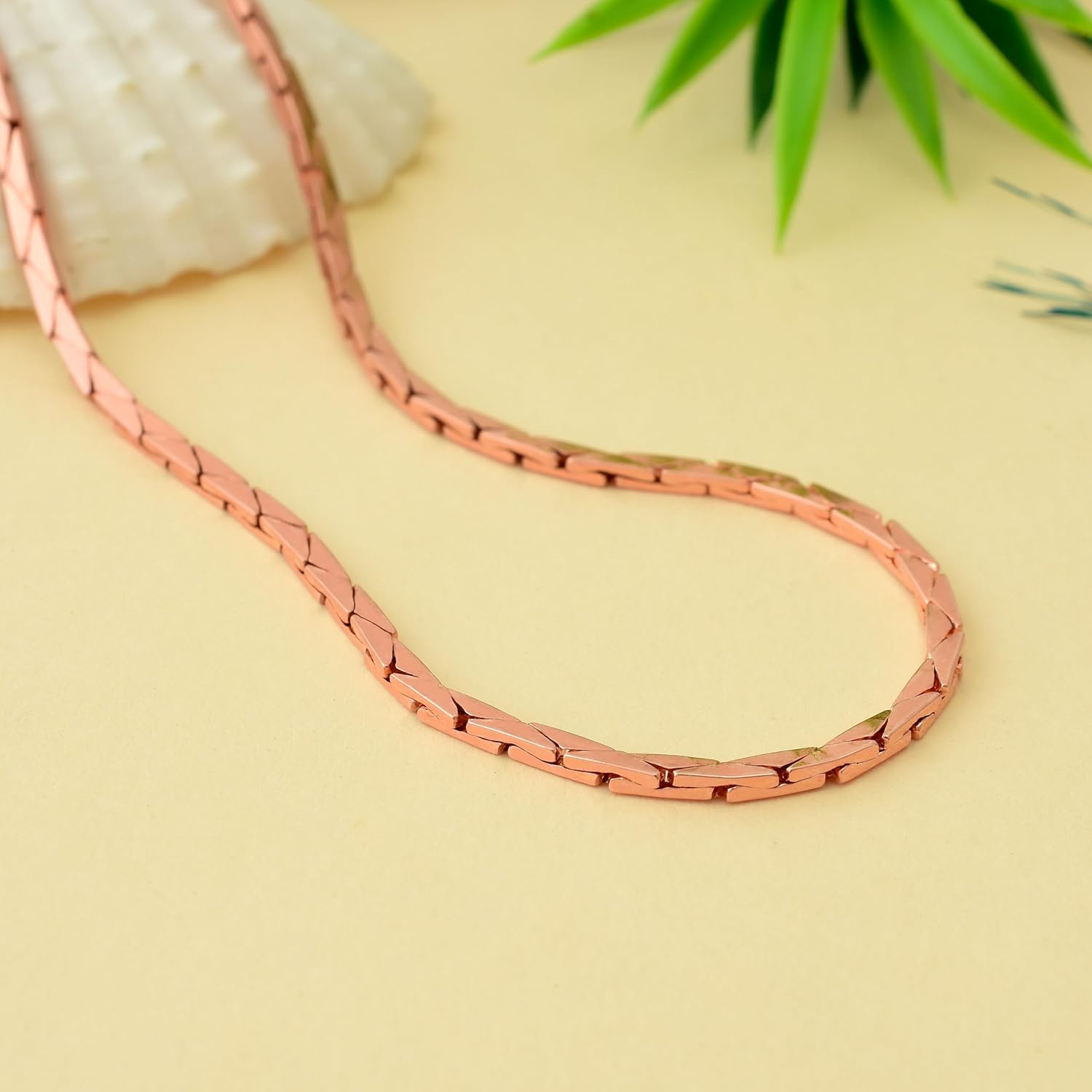 Pure Copper Cuban Chain Necklace for Men & Women | Rose Gold Tone Handmade Jewelry | Wellness & Healing Benefits | Gift for Him or Her on Christmas, Valentine’s Day & Birthdays
