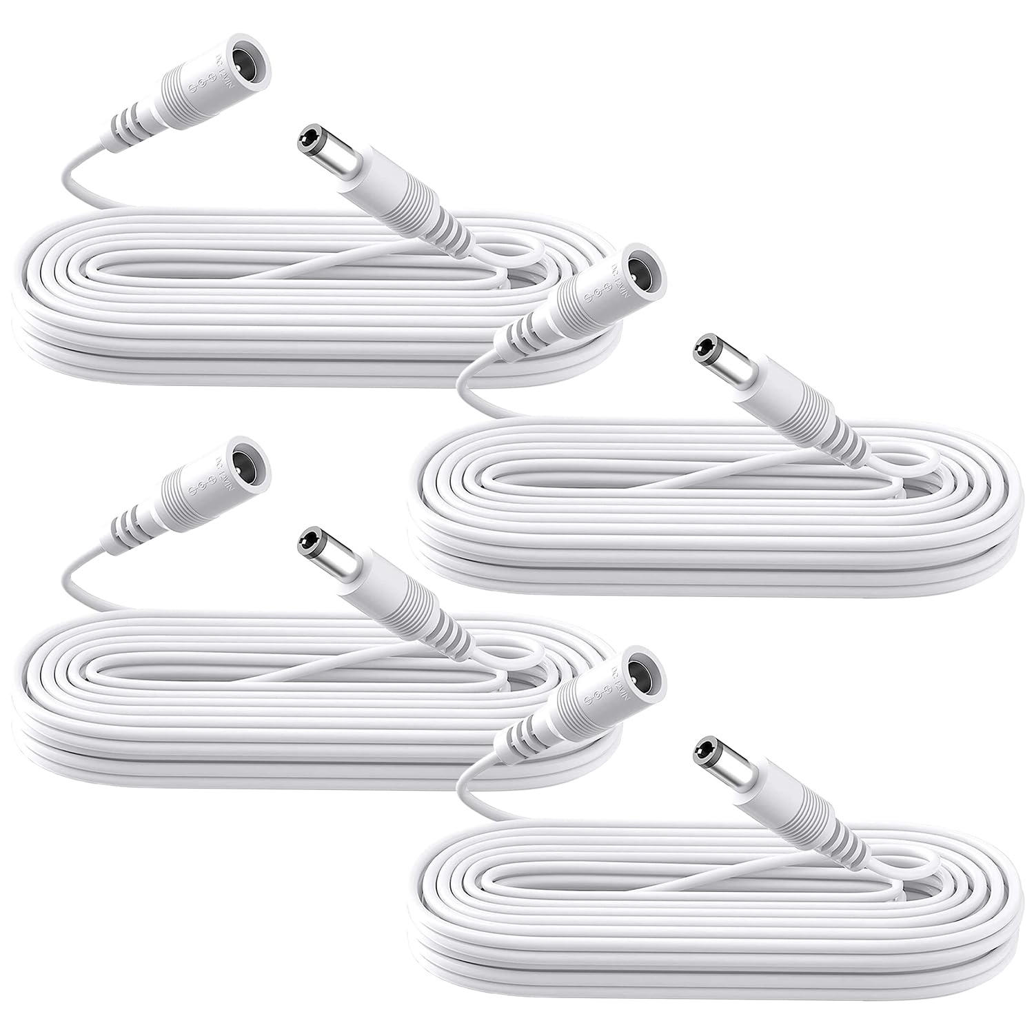 ANLINK 4 Pack 3M/10ft DC Power Extension Cable, 4PCS DC 12V Power Adapter Extension Cord 5.5mm x 2.1mm for CCTV Security Camera/Router/LED Strip Light/Printer and More-White