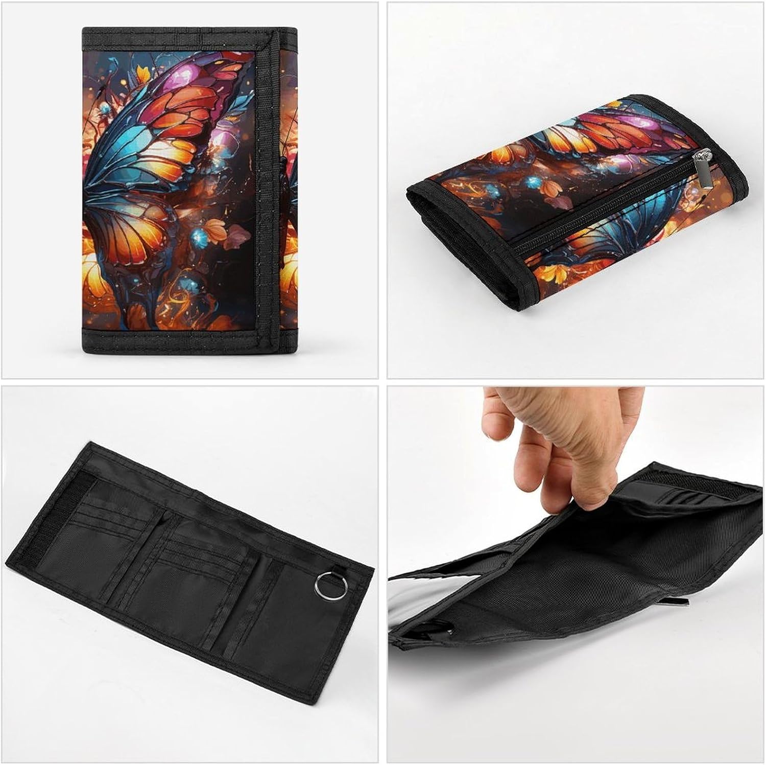 Colorful Butterflies Trifold Wallets Slim Wallet Novelty Pocket Purse Multiple Card Slots Outdoor Travel Wallet Stylish Durable Wallets For Men Women