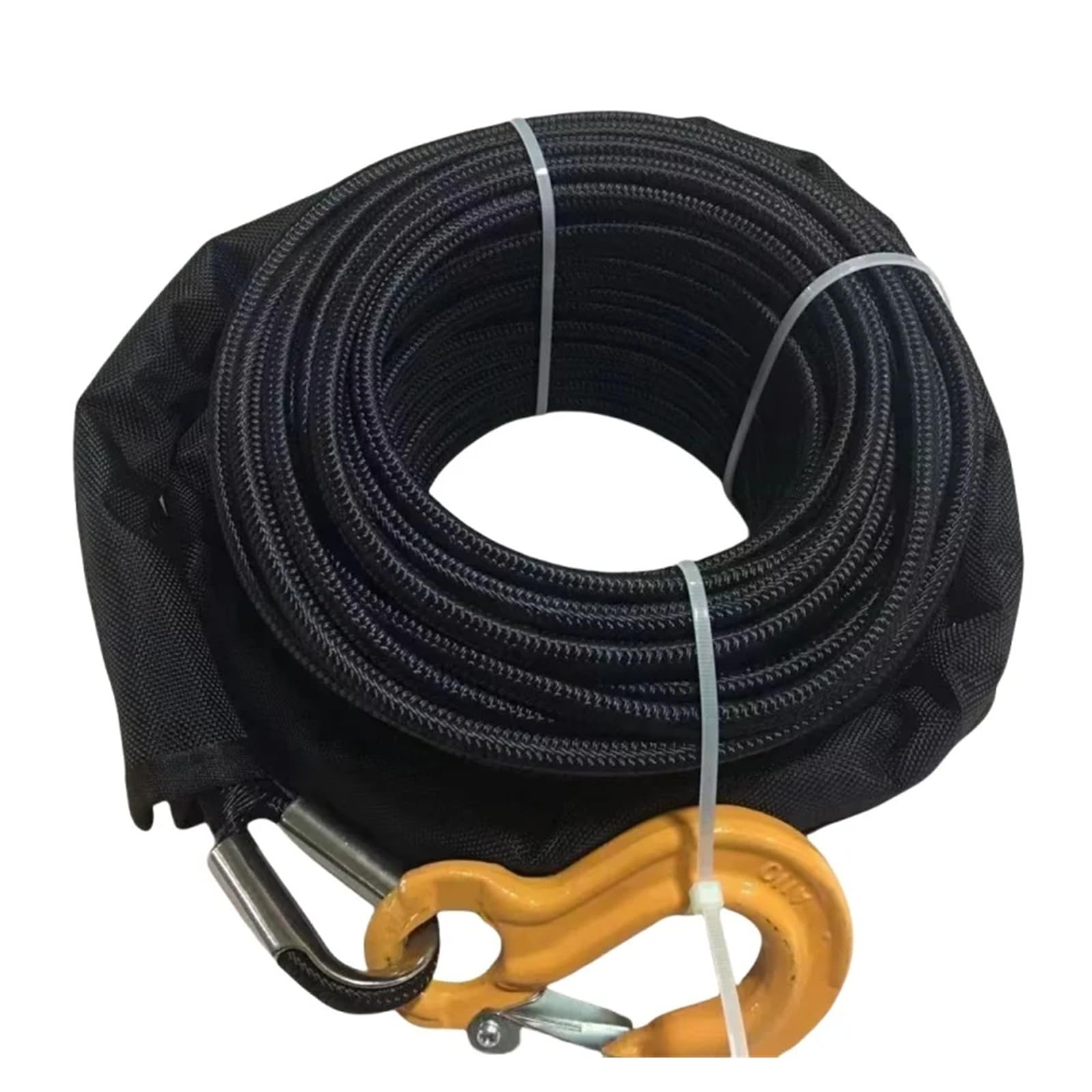 12 mm x 25 m syntetyczna lina do wyciągarek samochodowych, wytrzymała, pojazdów ATV, UTV, ciężarówek Wysoka wytrzymałość(Black)
