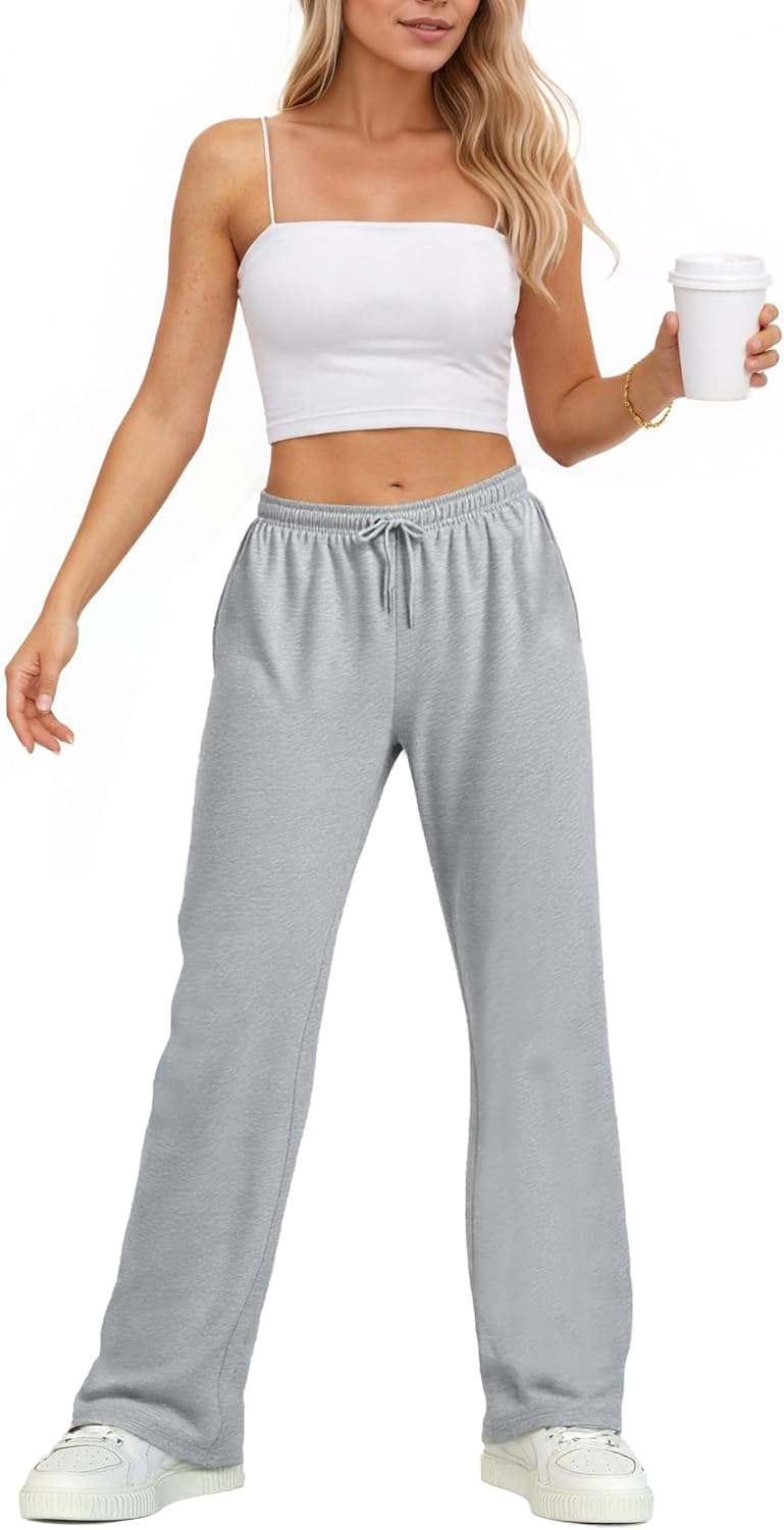 TCHH-DayUp Women's Wide Leg Fleece Sweatpants Straight Leg Baggy Sweat Pants with Pockets - Image 6