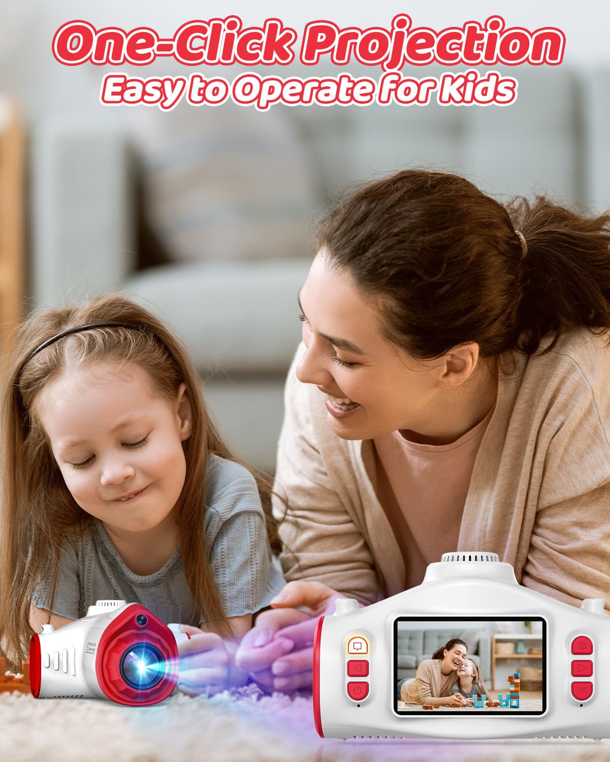 Macchina Fotografica per Bambini, Usteetic Proiettore Fotocamera per Bambini 1080P Fotocamera Digitale Regalo di Natale Giocattolo per 3 4 5 6 8 7 9 10 11 12 Anni Ragazzi e Ragazze, Astronave