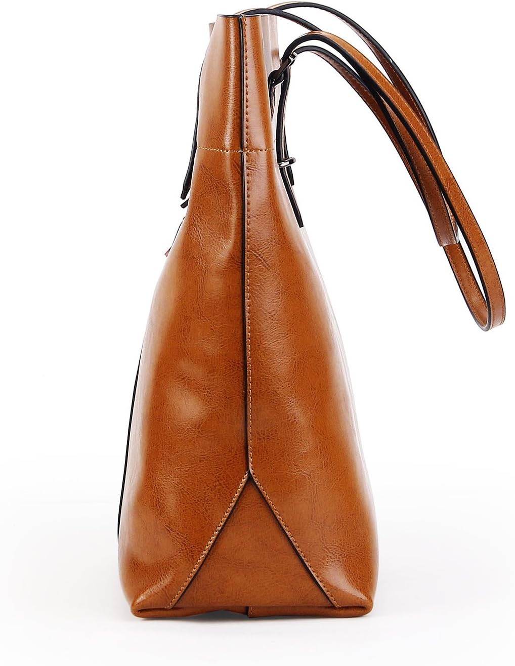 [Azame] 縦型 本革トートバッグ レディース 大容量 A4 仕切り 男女兼用 ハンドバッグ 肩掛け ビジネスバッグ 仕事 sa5288ku (オーカー/ocher)