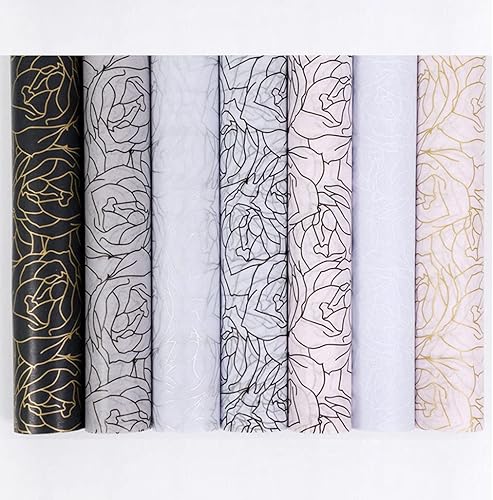 Miniatura 6 de FWSA WRAPS Hojas de papel de seda floral, papel de regalo con estampado de rosas, papel de embalaje de regalo, suministros de floristería de 19.7 x