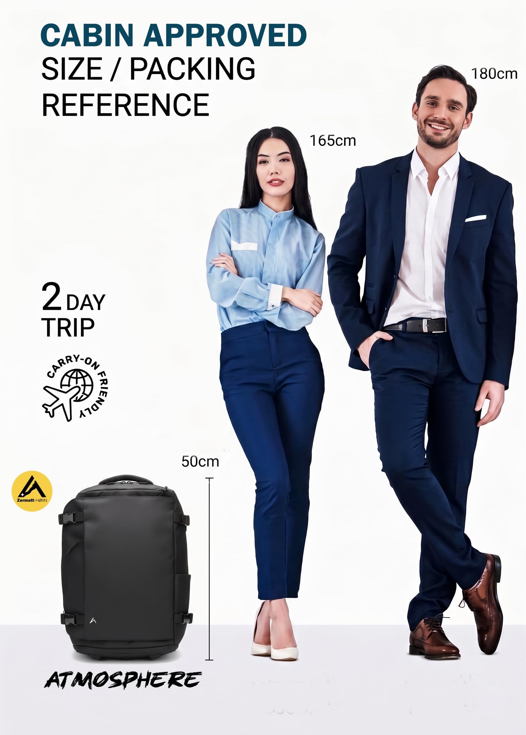 Mochilas de Viaje cabina avión para equipaje de mano de 35L, Unisex de 50x30x20. Travel backpack para Portátil de 15"-17". Mochila al vacío Hombre Mujer (ATMOS + SET 4 COMPRESOR+)