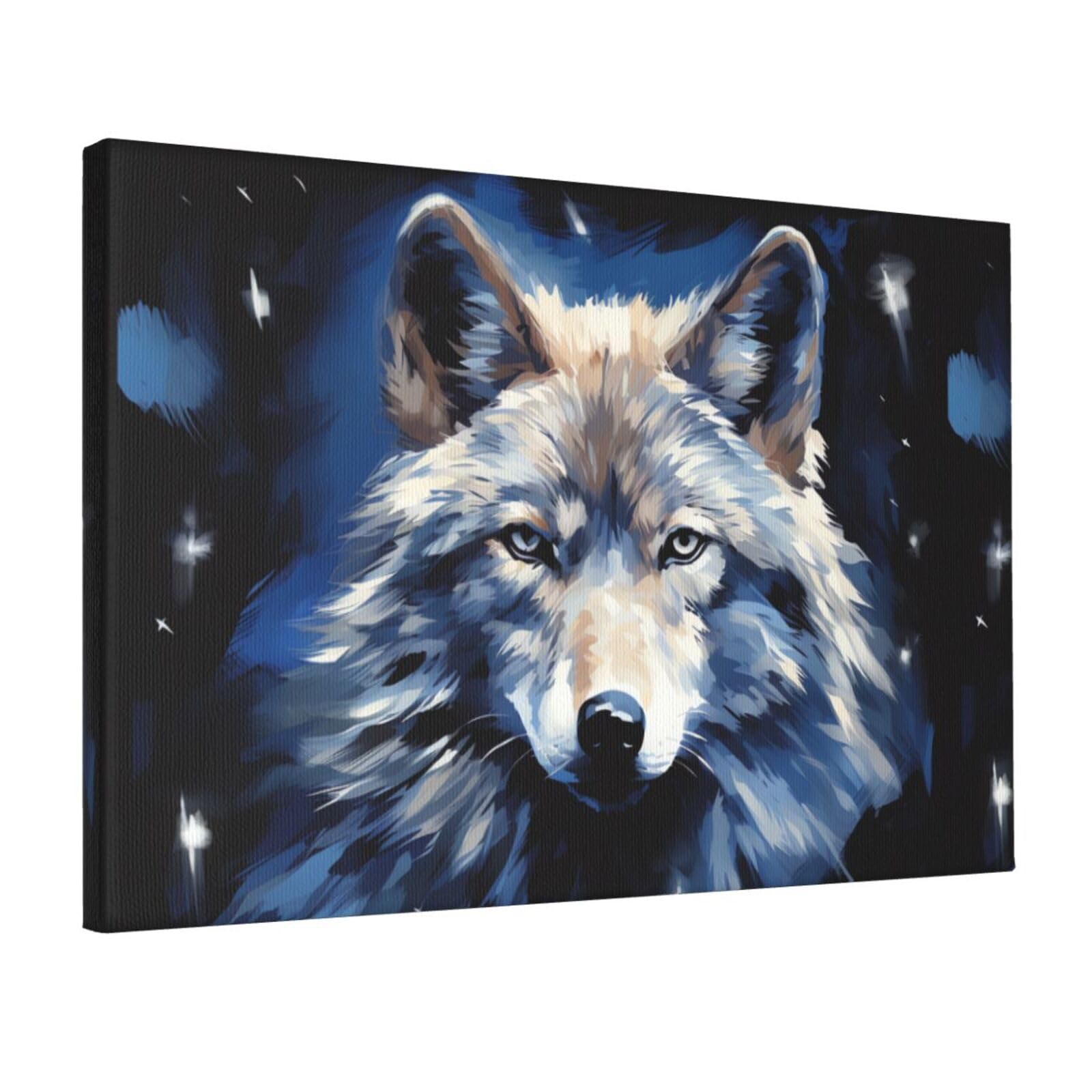 KLOPH Wolf head Canvas Wall Art for Living Room 12"x18" Modern Artwork Painting for Bathroom Hanging Canvas Prints Aesthetic Wallart for Bedroom Kitchen Office Wall Decor