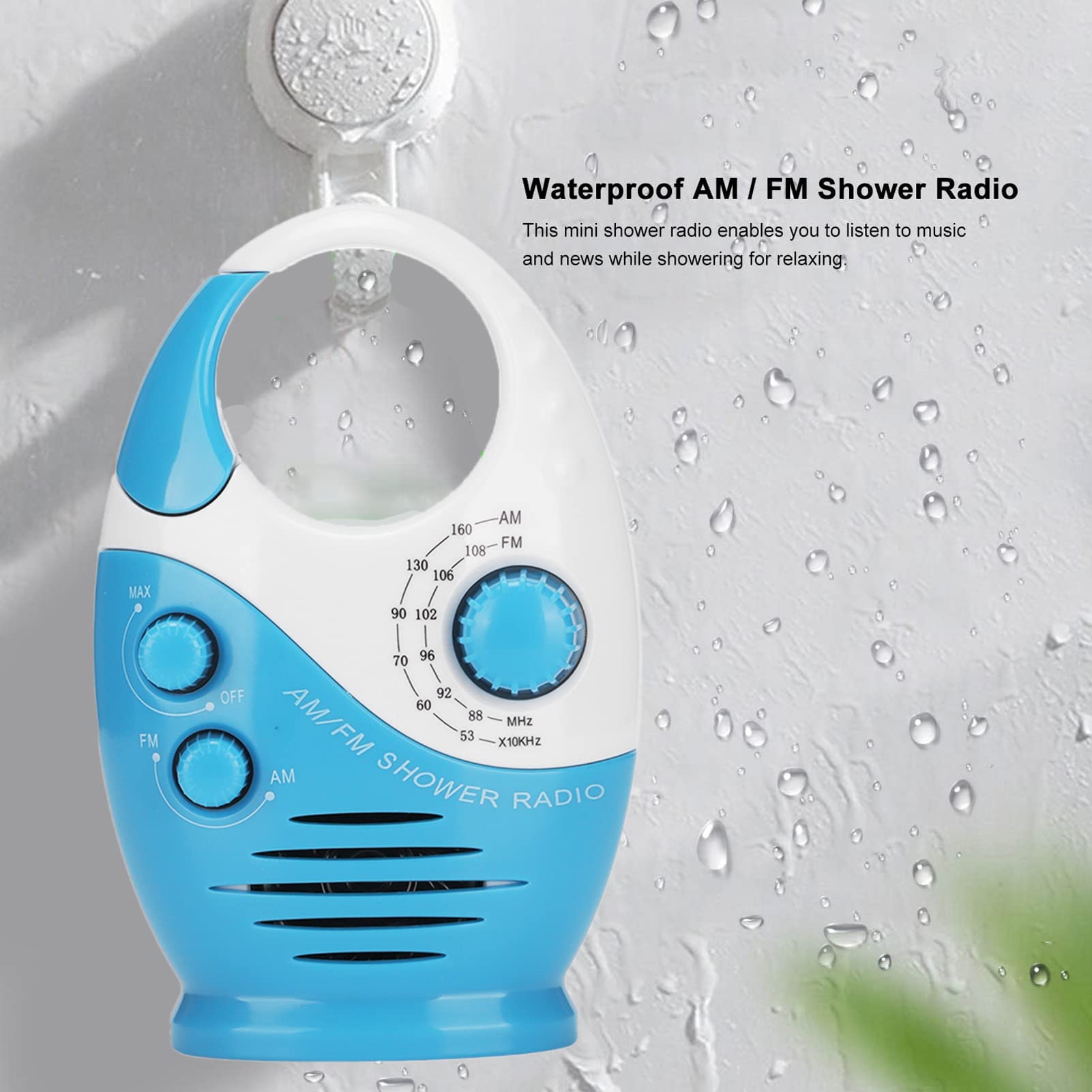 Tragbares Radio, Wasserdichtes Radio, das Duschradio Nimmt das Top-Griff-Design An, Kompaktes Design mit Eingebauten Lautsprechern, Geeignet für Duschräume, Nachttische und Garagen.
