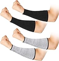Vista 8 de Geyoga 2 pares de mangas resistentes a los cortes, protección de brazos, nivel 5, fundas protectoras de seguridad, protectores de brazos para Negro
