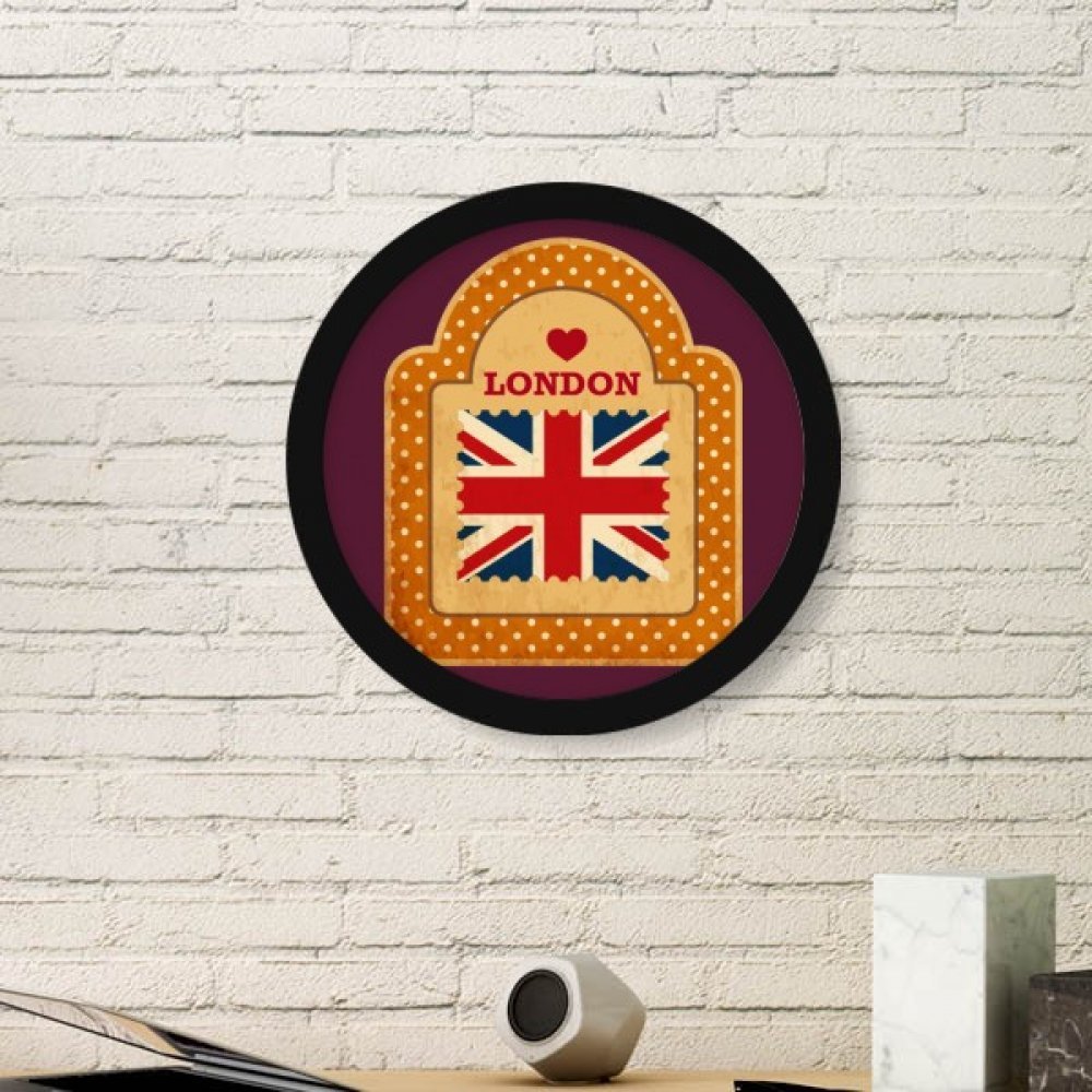 Cadre photo rond en bois noir de qualité supérieure motif peinture timbre Londres fait pour durer