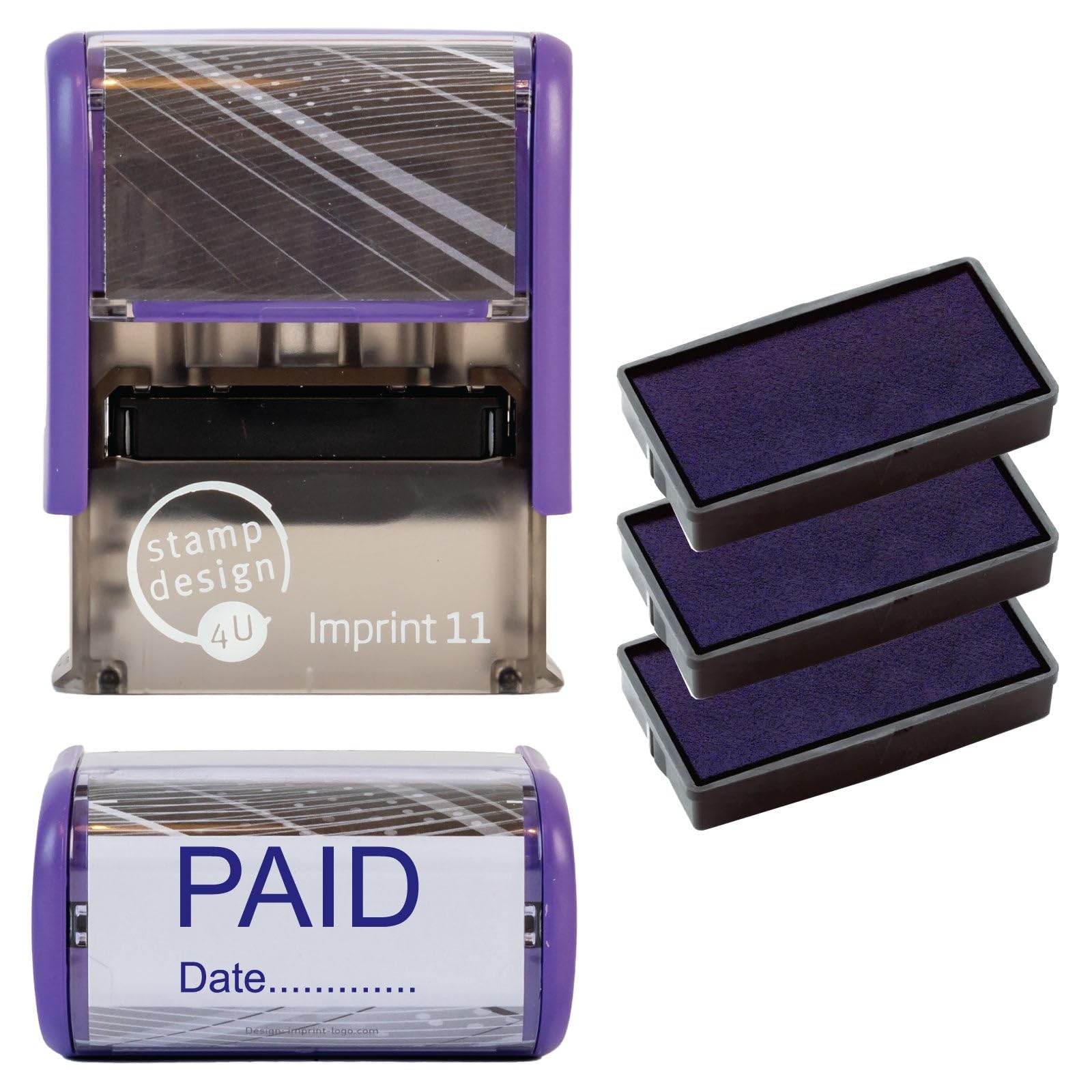 Paid with Date Rubber Stamp Self Inking- SD4U Imprint 11 38 x 14mm - Capital Bold Lettering to Ink Your Documents