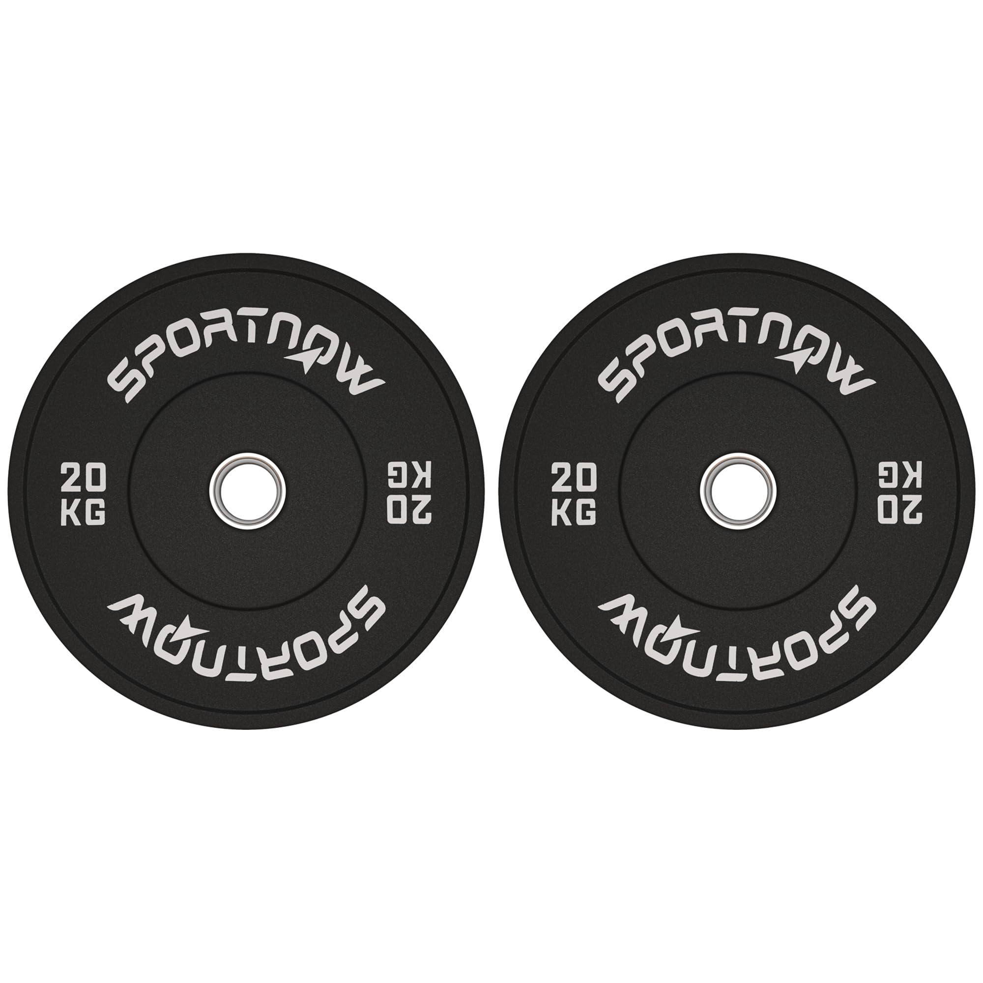 SPORTNOW Set 2 Dischi Pesi 2x5/10/20 kg in Gomma, Dischi per Palestra e Casa con Foro da 5 cm per Manubri e Bilancieri