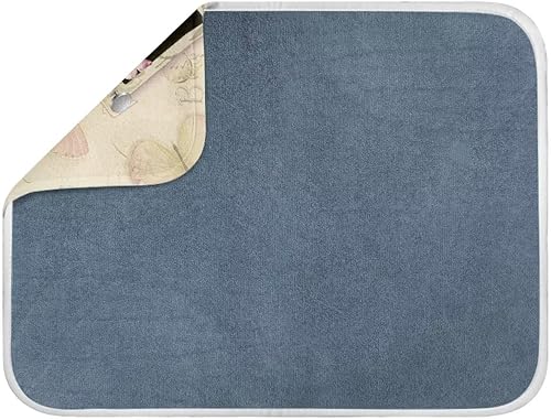 Miniatura 9 de Tapete de drenaje con diseño de mariposa para escurridor de platos, tapete de microfibra absorbente para secado de platos, almohadilla suave