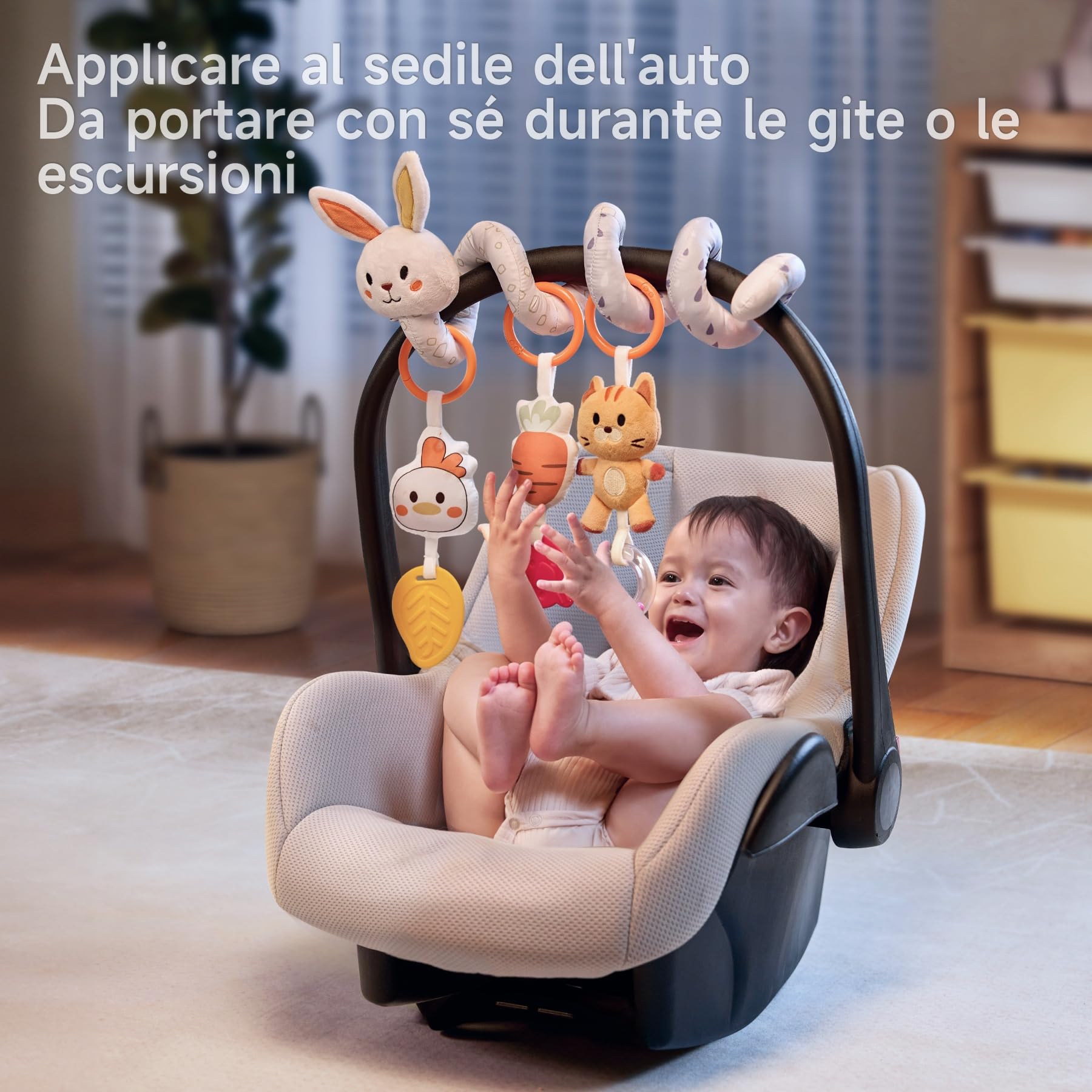 TUMAMA Kids Giochi a Spirale Passeggino Neonato, Giocattolo Neonati 0 3 6 Mesi, Regali Nascita Bimba, Sonaglio Neonato Femmina Giochi Neonati - Coniglia