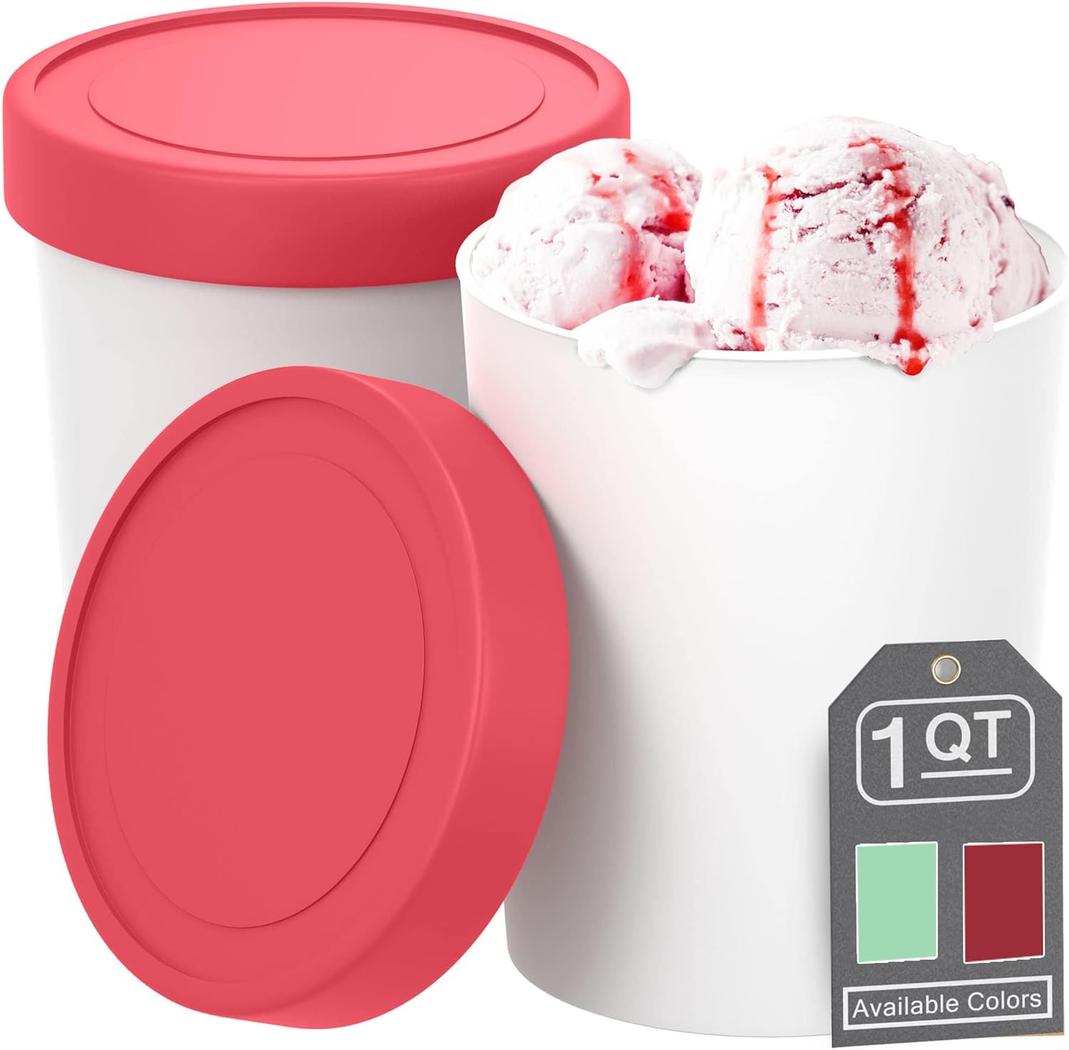 AYHOJIO Cream Containers for Homemade Ice Cream (2 Pcs) Reusable Ice