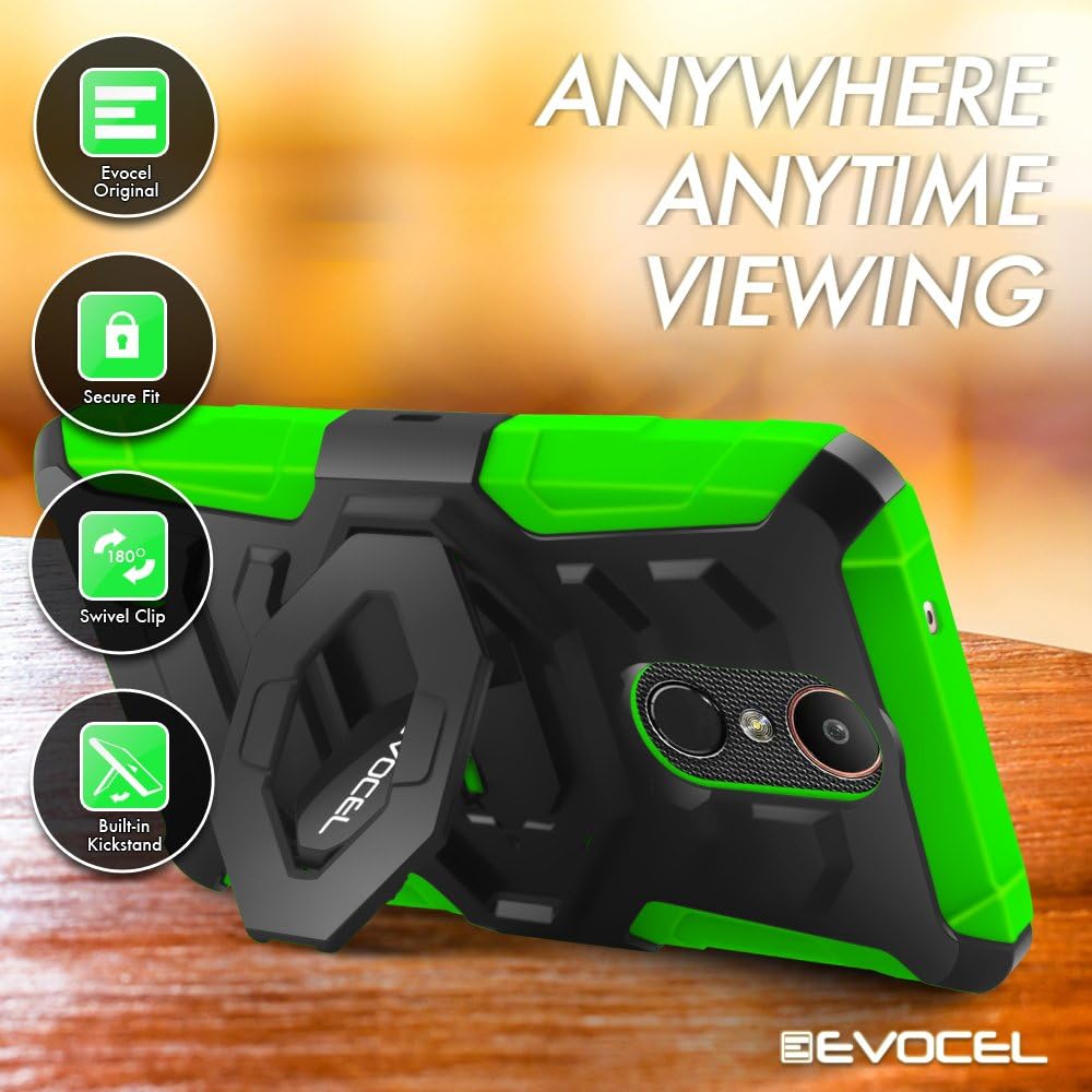 Evocel New Generation Series Phone Case Compatible with K20 Plus, K7 2017, V5 with Belt Clip Holster and Kickstand, Green