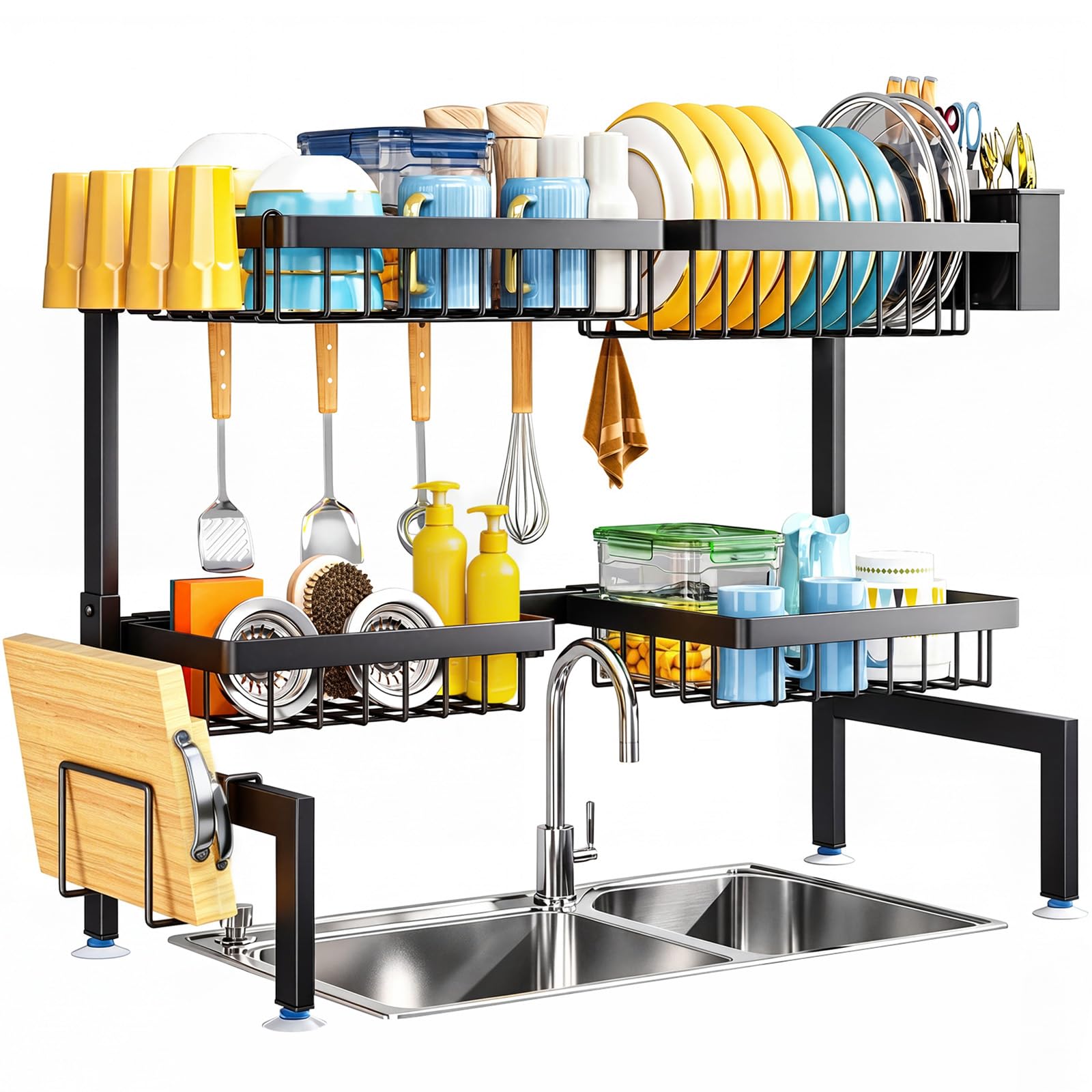 Photo 1 of [MISSING HOOKS] ARSTPEOE Large Over The Sink Dish Drying Rack 2 Tiers 4 Baskets
