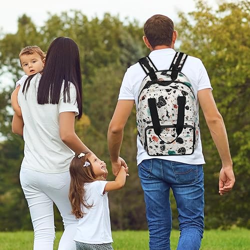 Miniatura 8 de Bolsa de pañales estilo terrazo mochila multifuncional para madre y bebé, compartimento térmico, puerto de carga USB, gran capacidad, organizador