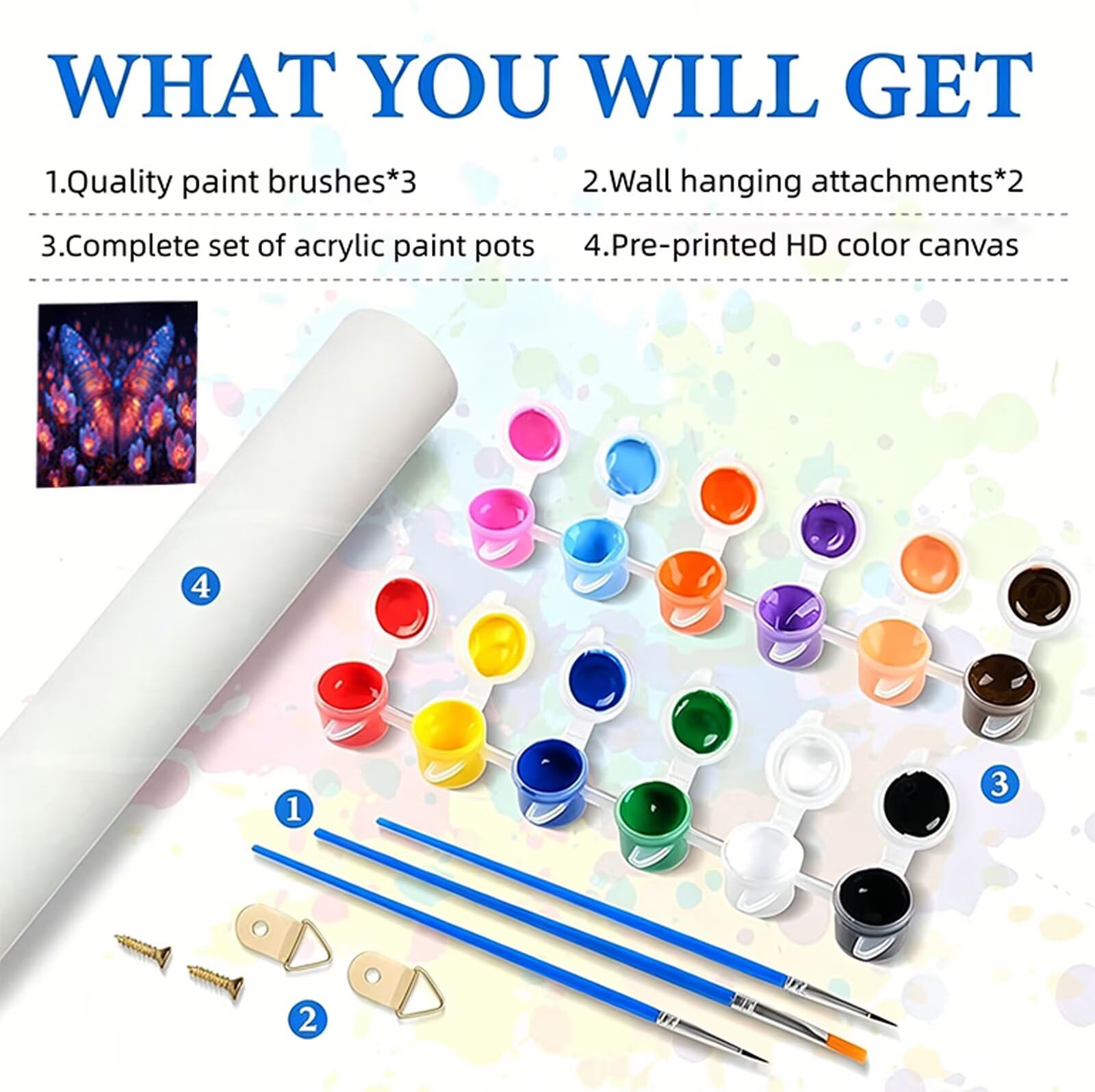 Pintar por Numeros 90x180cm Sueño Pintar por Numeros Adultos Mariposa Paint by Numbers Adult, Cuadros para Pintar con 3 Pinceles y Pigmento, Manualidades Adultos para Decoración Pared Sin Marco RB-864