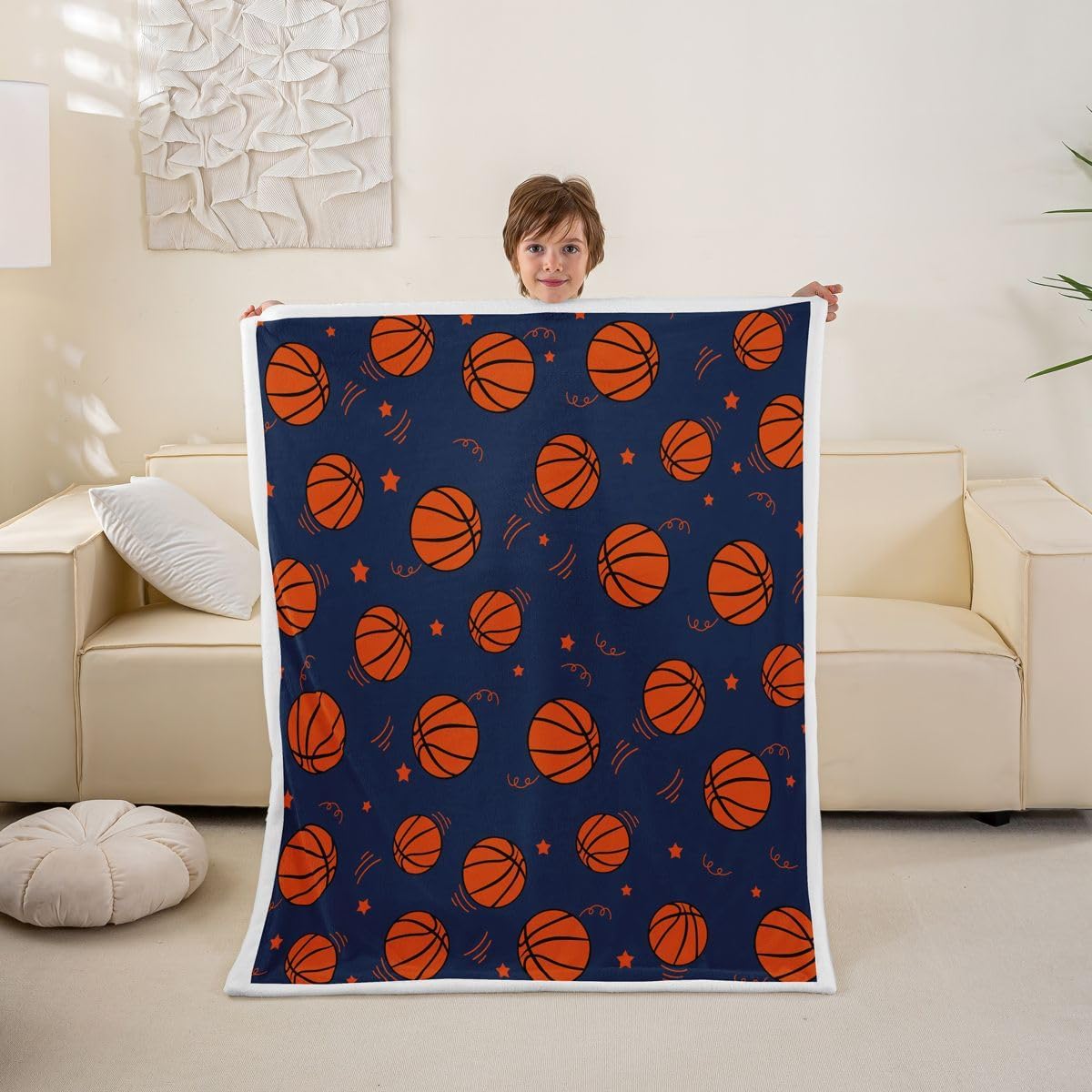 Feelyou Basketball Fleece Throw Blanket Gaming Sports Sherpa Blanket for Kids Women Men Plush Fuzzy Gift for Basketball Lover Twin 60"x80" Ball Games for Bed Couch Chair Living Room Bedroom Decor image 4