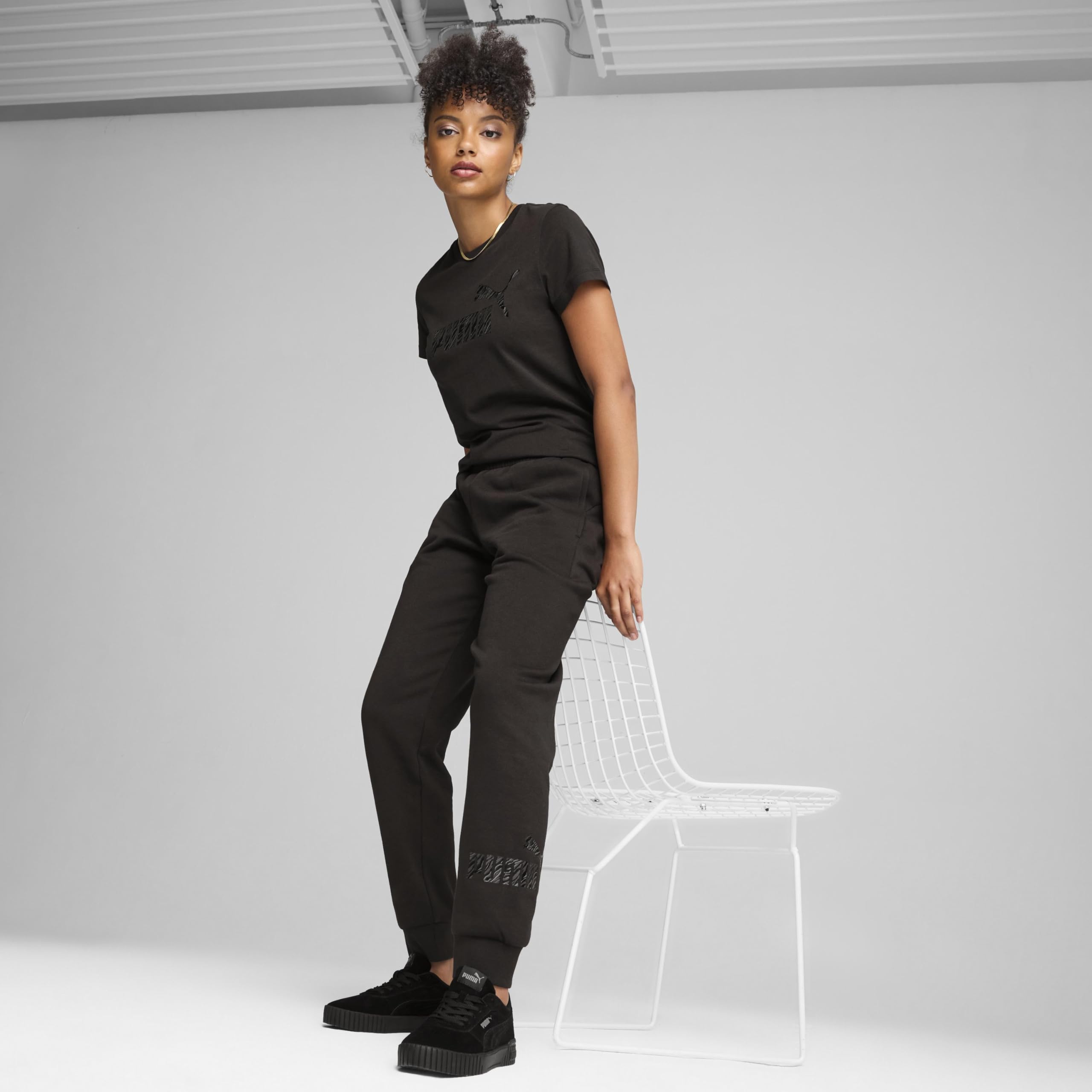 Puma - Ess+ Animal Pants FL, Pantaloni in Maglia Donna