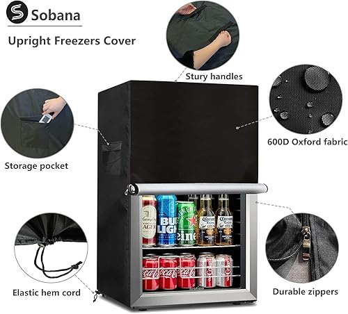 Miniatura 3 de Cubierta vertical para congelador, funda impermeable para refrigerador al aire libre con doble cremallera para mini congelador compacto 3.0 cúbicos