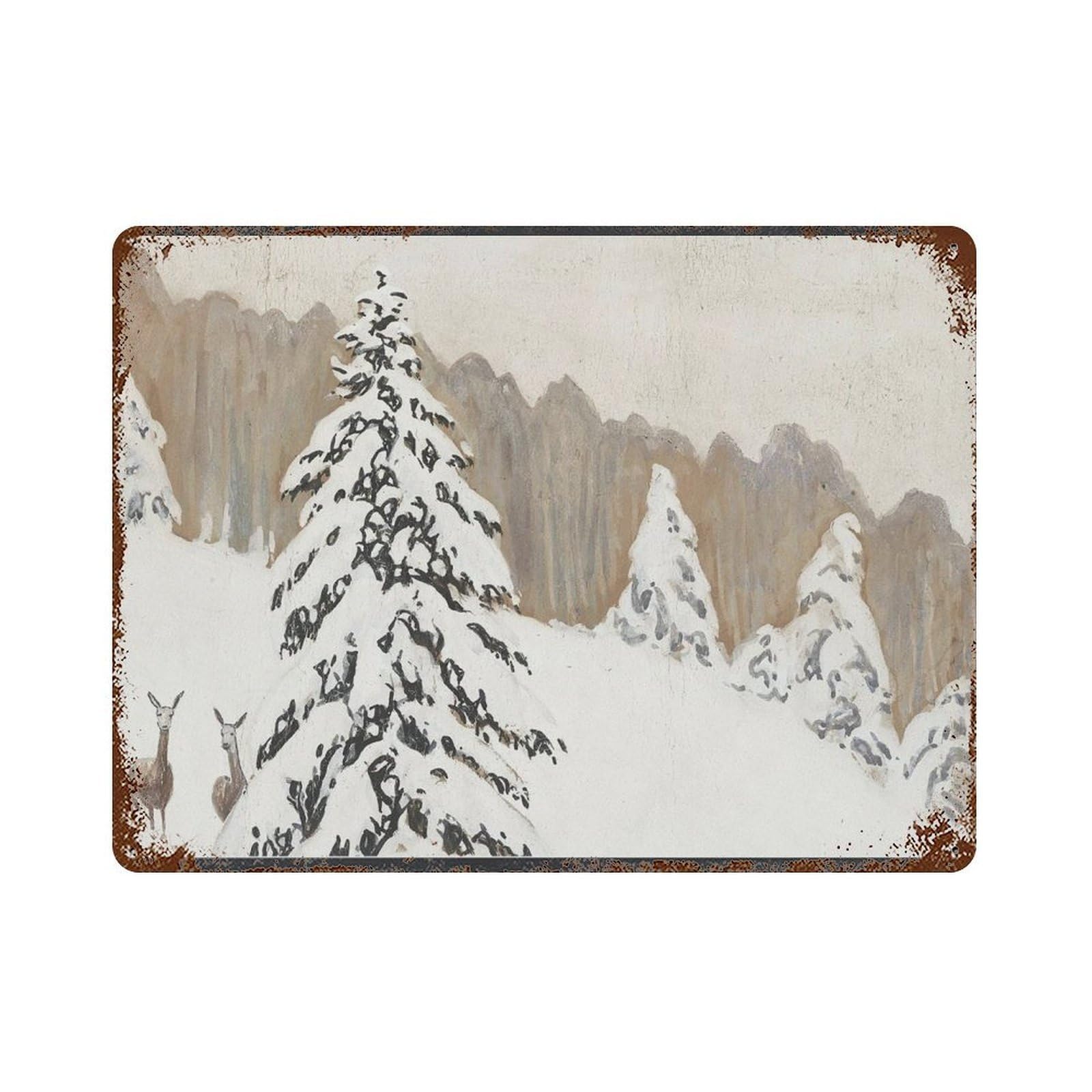 xiaoxiaoshen Deer in The Snow by German Expressionism Wall Decor Art Metal Tin Poster Modern Home Decor Art Home Bar Shop Decorations Vintage Sign 30x40cm