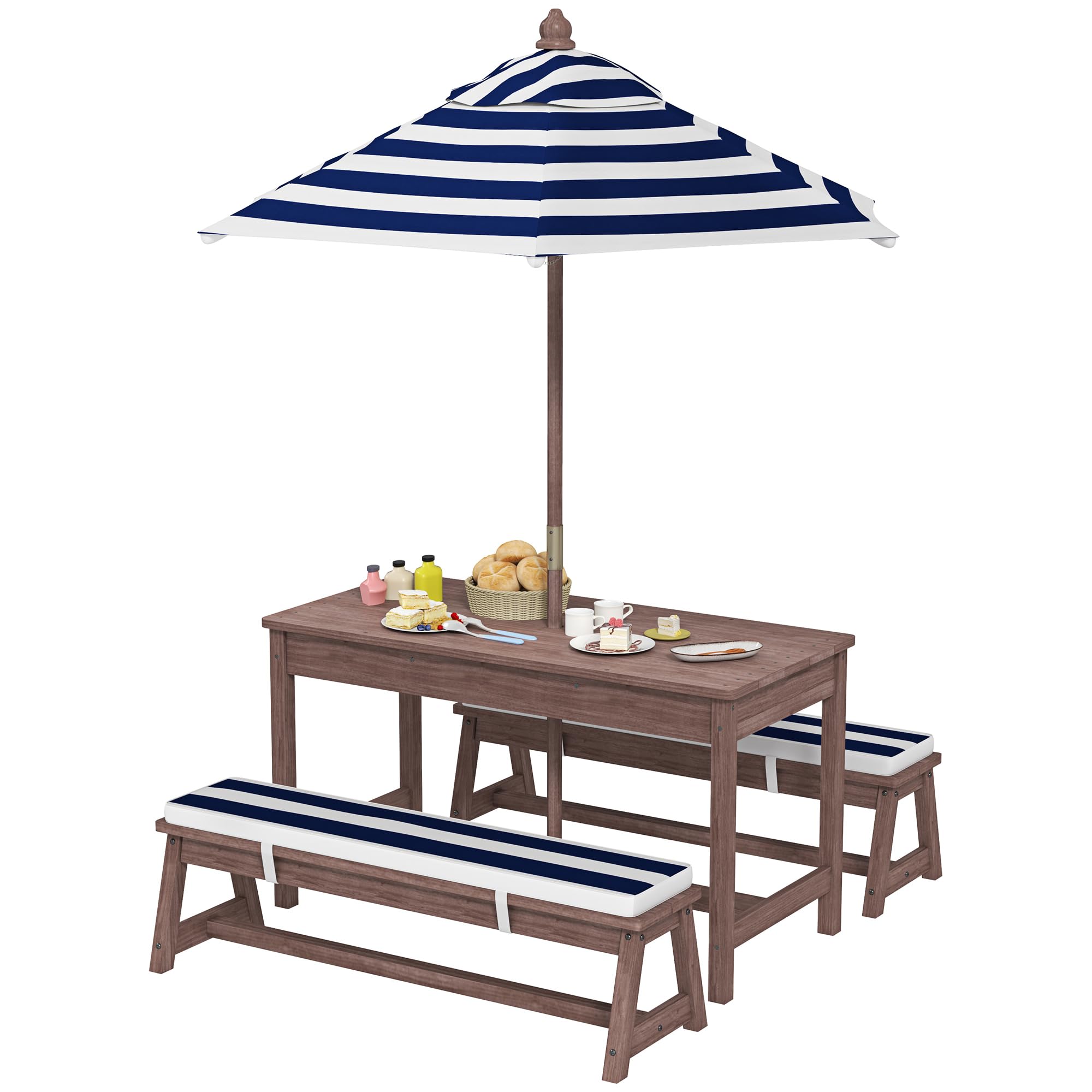 AIYAPLAY Ensemble Salon de Jardin extérieur Enfant bancs Parasol Amovible