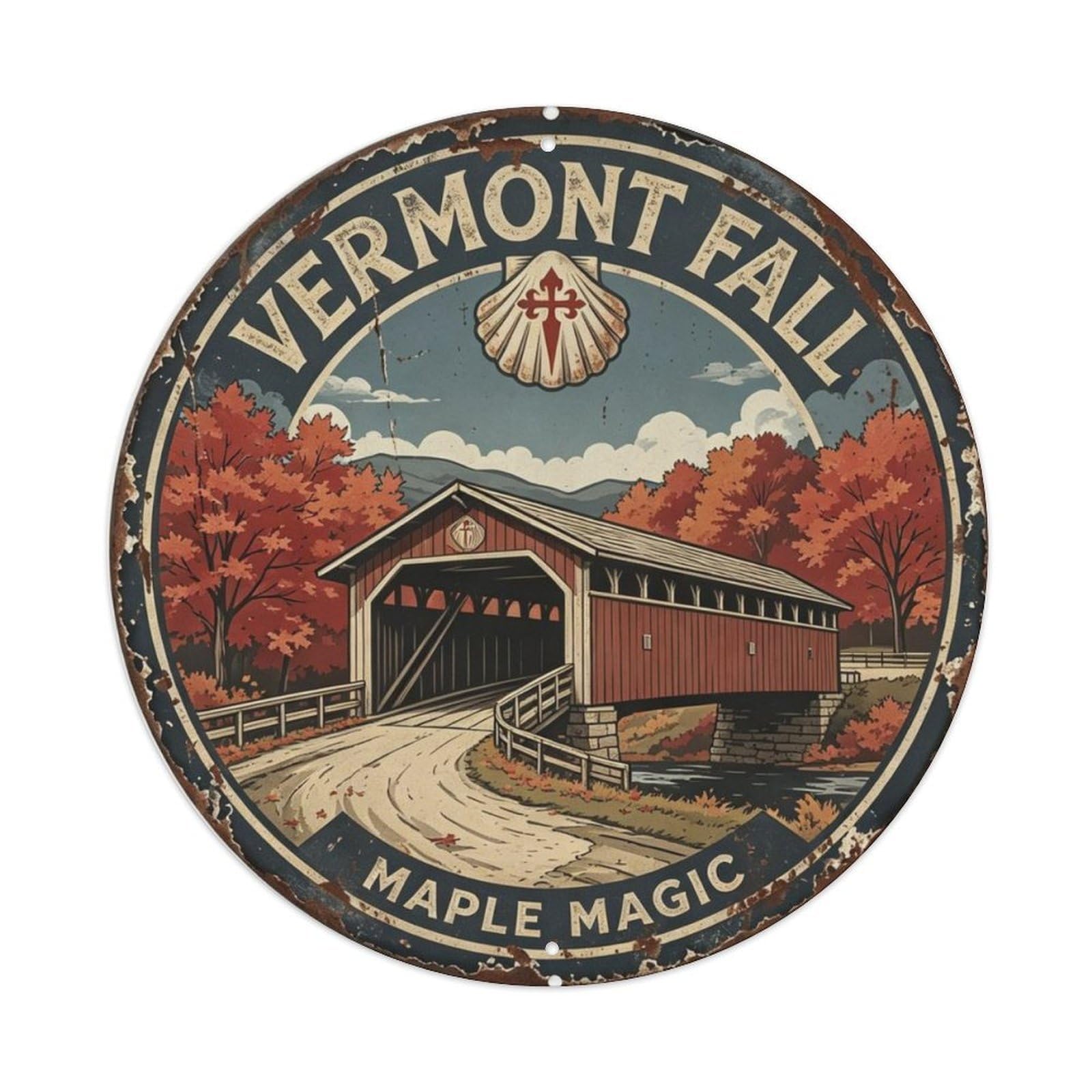 Vermont Autumn Maple Metal Tin Sign Plaque