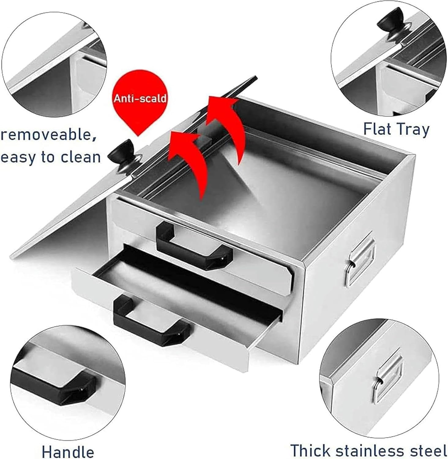 Wzglod 2 Layer Cantonese Rice Noodle Rolls Machine, Stainless Steel Steamed Vermicelli Roll Steamer Chinese Chang Fen Rice Roll Maker Machine