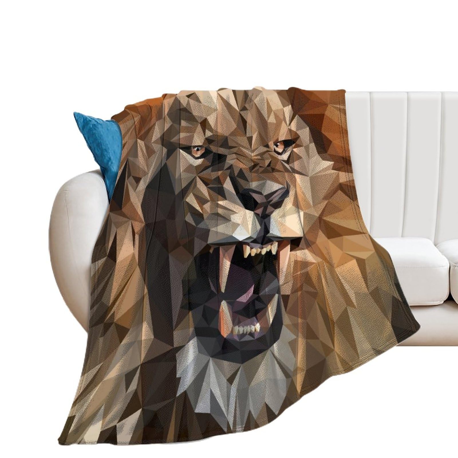 Couverture polaire lion en flanelle premium au toucher velours de qualité