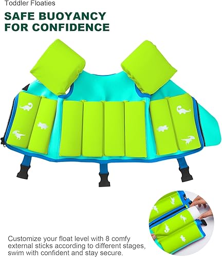 Miniatura 5 de Flotadores de piscina para niños de 1-2-3-5-7-9 años, chaleco de natación para niños pequeños de 20-30-50-70 libras, cómoda chaqueta flotante para
