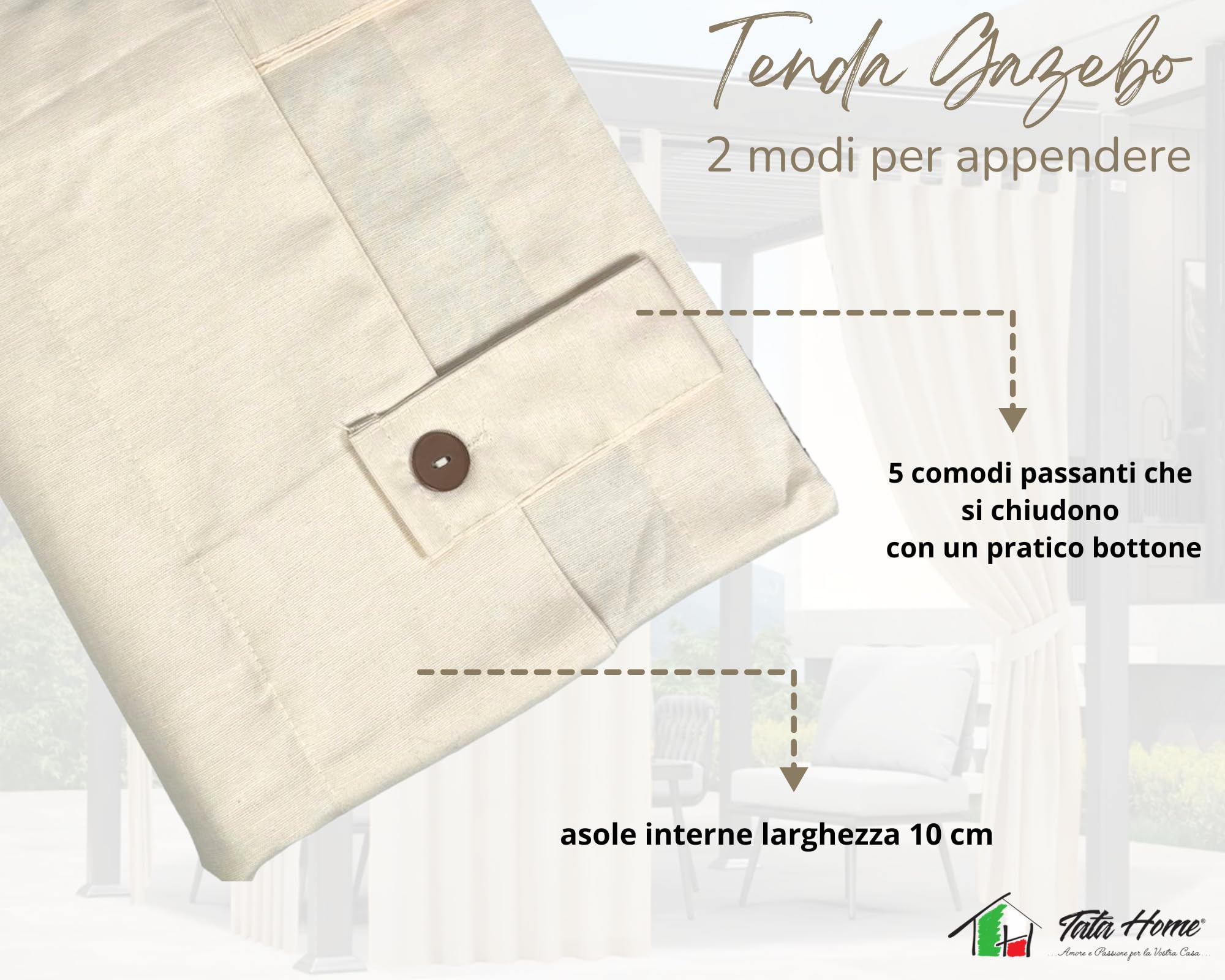 Tenda Gazebo Tenda da Sole per Balcone Veranda Tende da Esterno Ombreggiante Resistente Lavabile Misura 160x270 cm Colore Beige (4 pezzi)