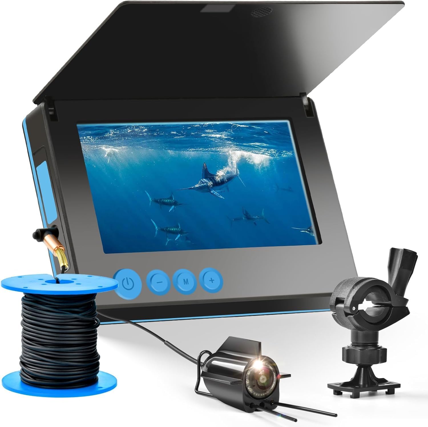 4.3 inch Fish Finder Underwater Fishing Camera, 8000mAh Li-Battery, Wide-Angle Infrared LED Night Vision Camera, Host IP65 Waterproof, with 4.3 inch IPS Display for Ice, River and Boat Kayak Fishing