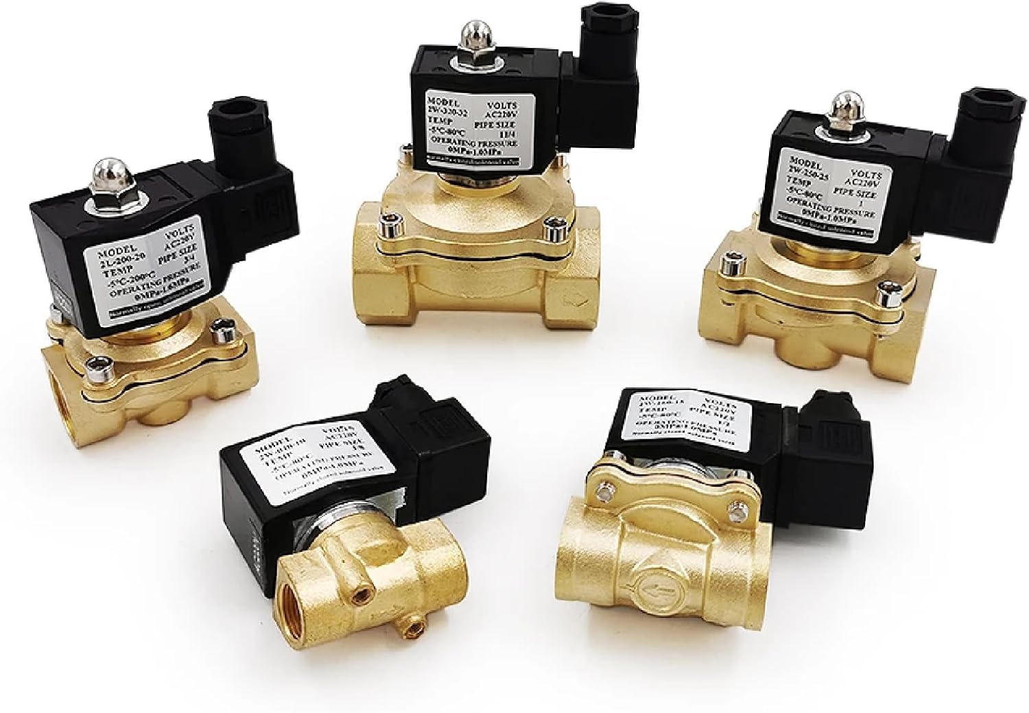 Electric Solenoid Valve, Brass, 220V AC, 1-1/4 Inch, Normally Closed, IP65 Rated for Water Oil Air (DN10 DC12V)