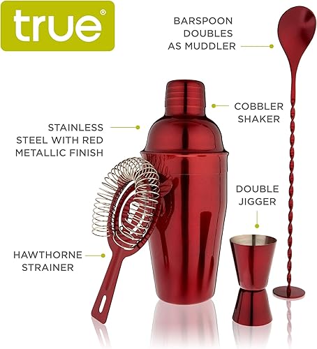 Miniatura 2 de True Juego de mezclador de bebidas de bar, juego de coctelera de 4 piezas de 19 onzas, kit de camarero, juego de mezclador de cóctel, kit de