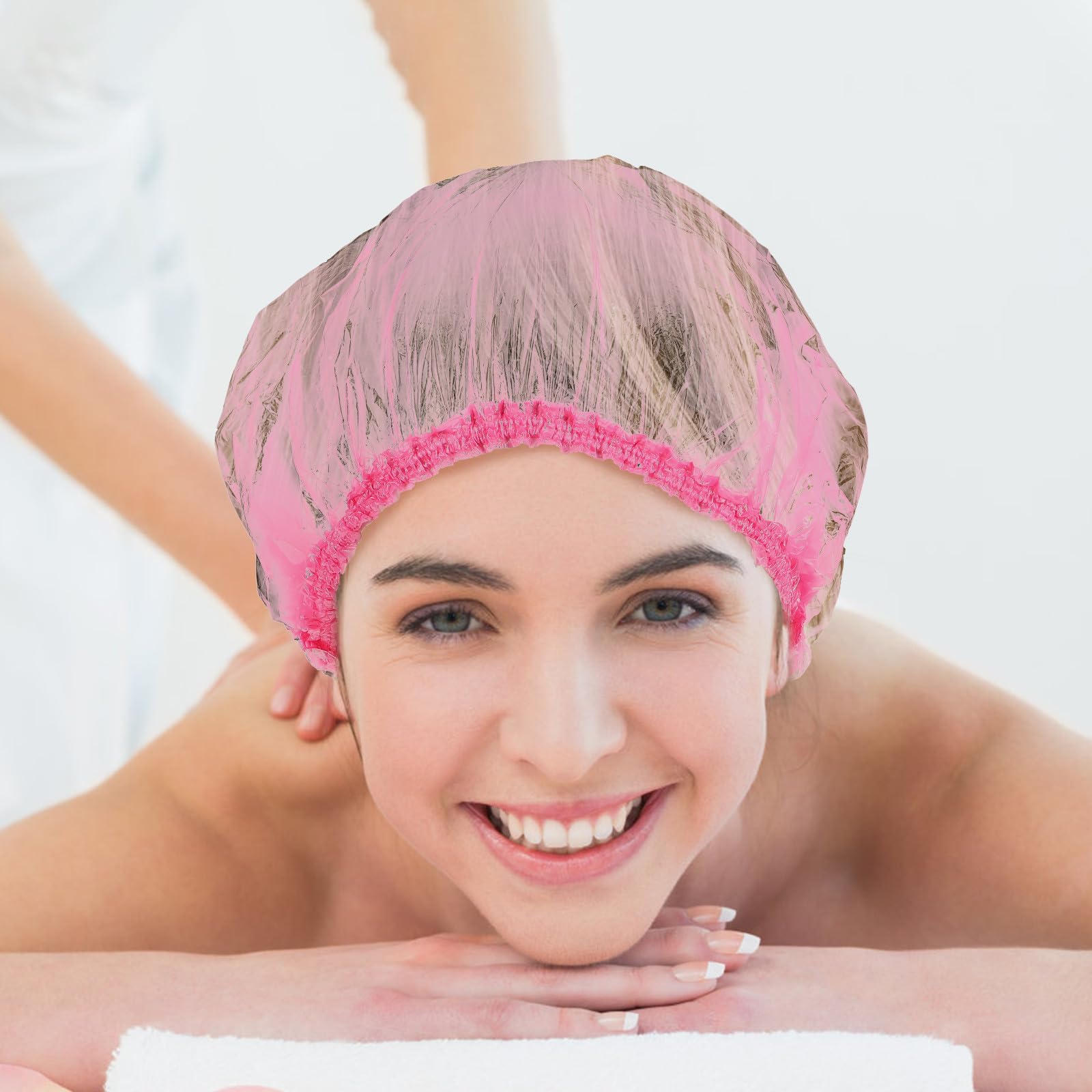 Große Einweg Duschhaube für Damen, Elastisch, Rosa, 500 Stück