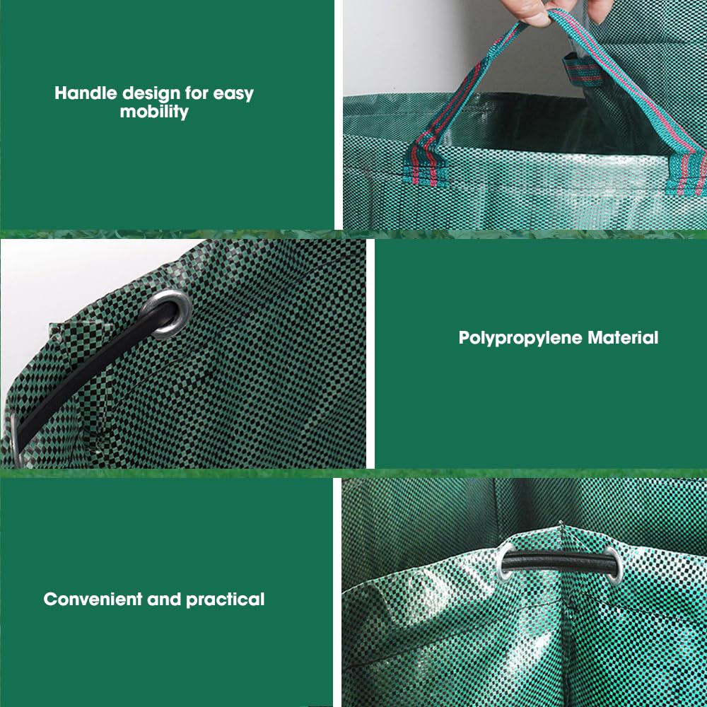 3 sacos de basura de jardín, 120 L, con tapa y asas, bolsas de basura de jardín, estables para residuos de jardín, bolsas de corte verde para césped, hojas, setos, residuos de jardín