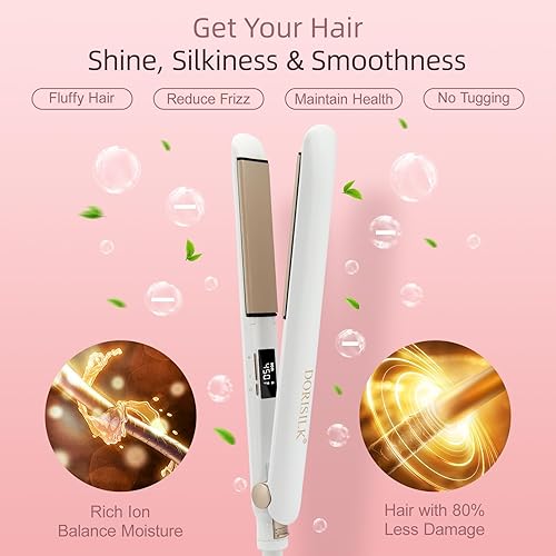 Miniatura 7 de DORISILK Plancha plana de cerámica de 450 grados, alisadora y rizadora 2 en 1, plancha alisadora de calor rápido 30 segundos para cabello, plancha