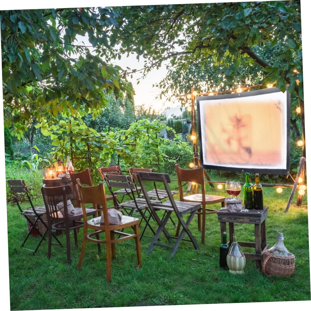 Housoutil Portable Projection Screen Non-Crease Projector Curtain for Home Theater Outdoor Movie Conference Smooth Material with Reinforced Edges
