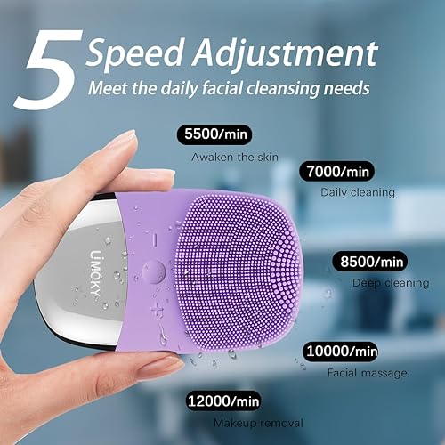 Miniatura 4 de Cepillo de limpieza facial, 3 en 1 eléctrico de silicona para la cara, masajeador vibratorio, resistente al agua IPX7, cepillo limpiador facial