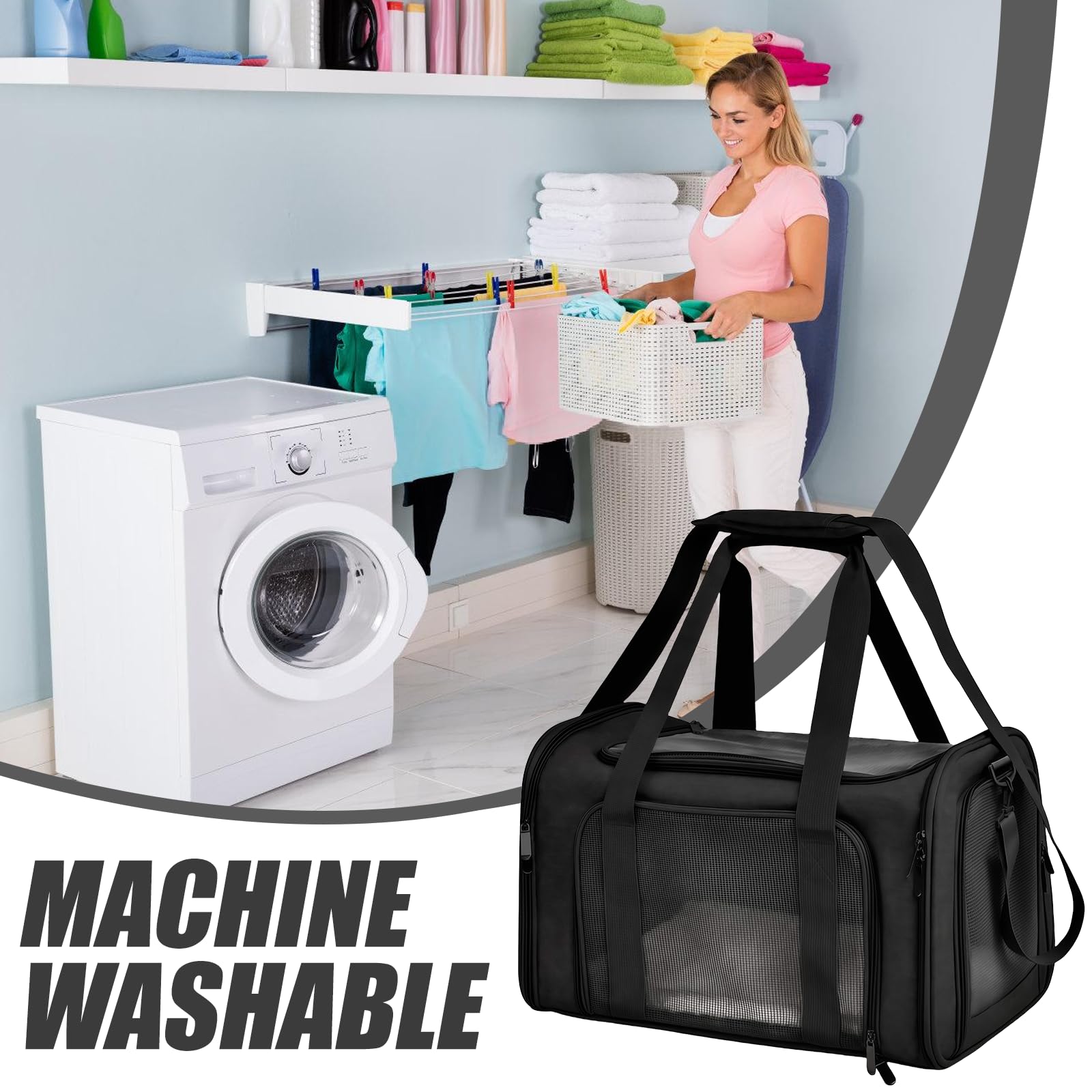 40 x 25 x 25 cm. Caja de transporte para perros: bolsa de viaje plegable para cachorros, caja de transporte de perros suave con correa interior, con malla transpirable para accesorios de viaje