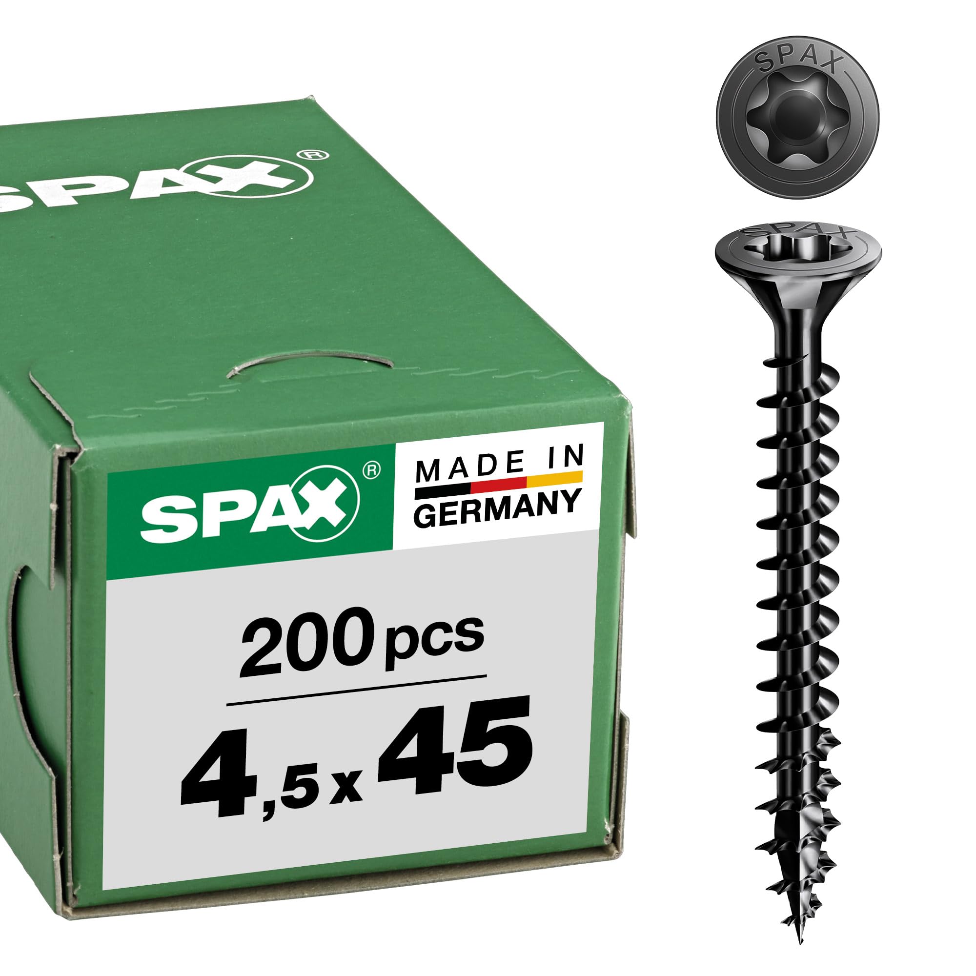 SPAX 1191040450453 Wood Screw 4.5 mm 45 mm T-Star Plus Steel Black BLAX Pack of 200
