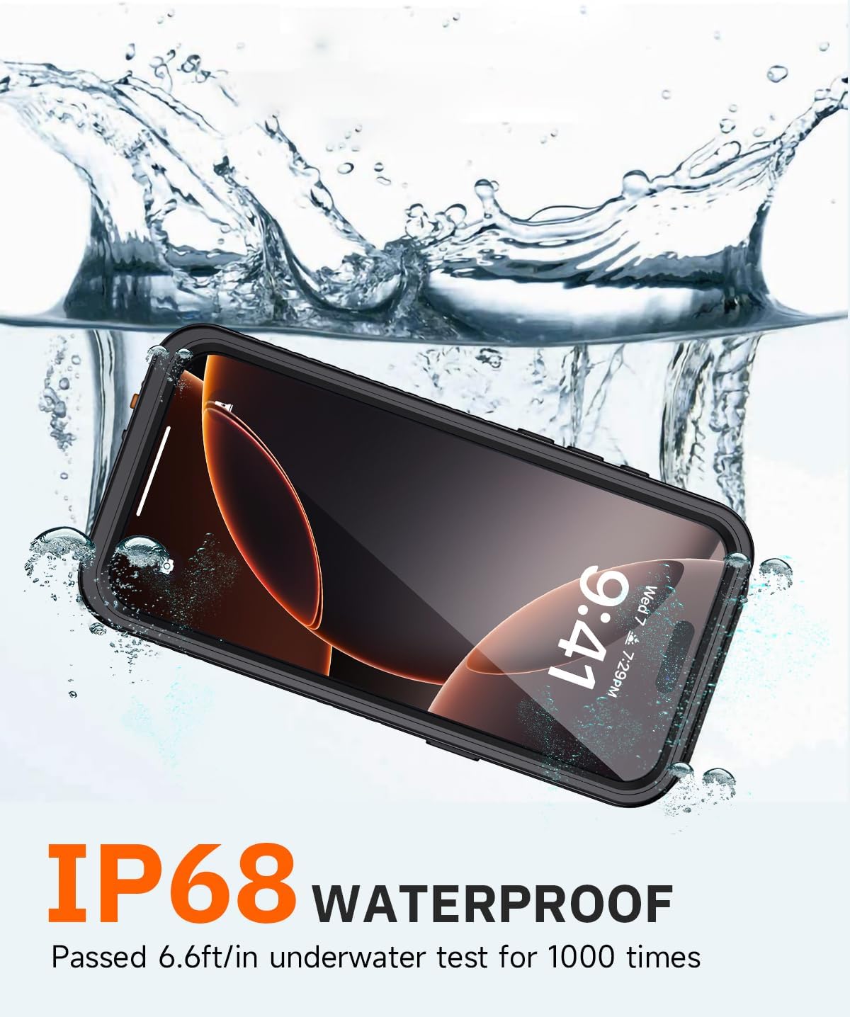 Lanhiem Privacy for iPhone 16 Pro Max Waterproof Case, Dustproof Case with Privacy Screen Protector, Heavy Duty Full Body Anti-Spy Waterproof Phone Cover 6.9" (Black) - Image 2