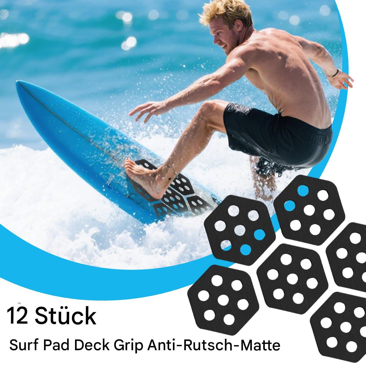 Paddle Board Traktion Pad,Mehrere Rutschhemmende Surfboard Griffmatten | Wassersportzubehör Für Meer Sommeraktivitäten