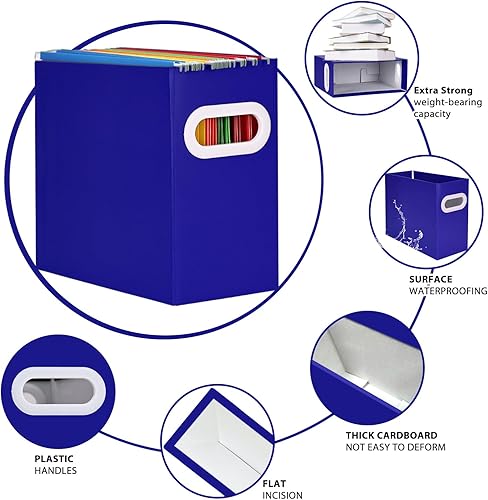 Vista 16 de Organizador de carpetas de archivos colgantes de cartón, caja de archivos plegable para tamaño carta, almacenamiento portátil de archivos