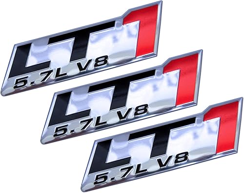 LT1 5.7L V8 - Emblema de motor rojo altamente pulido, aluminio cromado, compatible con Chevy Corvette C4 Buick Camaro Pontiac Trans AM Caprice SS