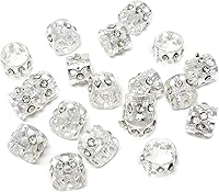 Vista 1 de Honbay 20 piezas de anillos de pelo de diamantes de imitación plateados para rastas trenzadas para el cabello, joyería para el cabello trenzado