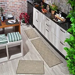 Kits Passadeira Cozinha 3 Tapetes Sisal Antiderrapante KS68