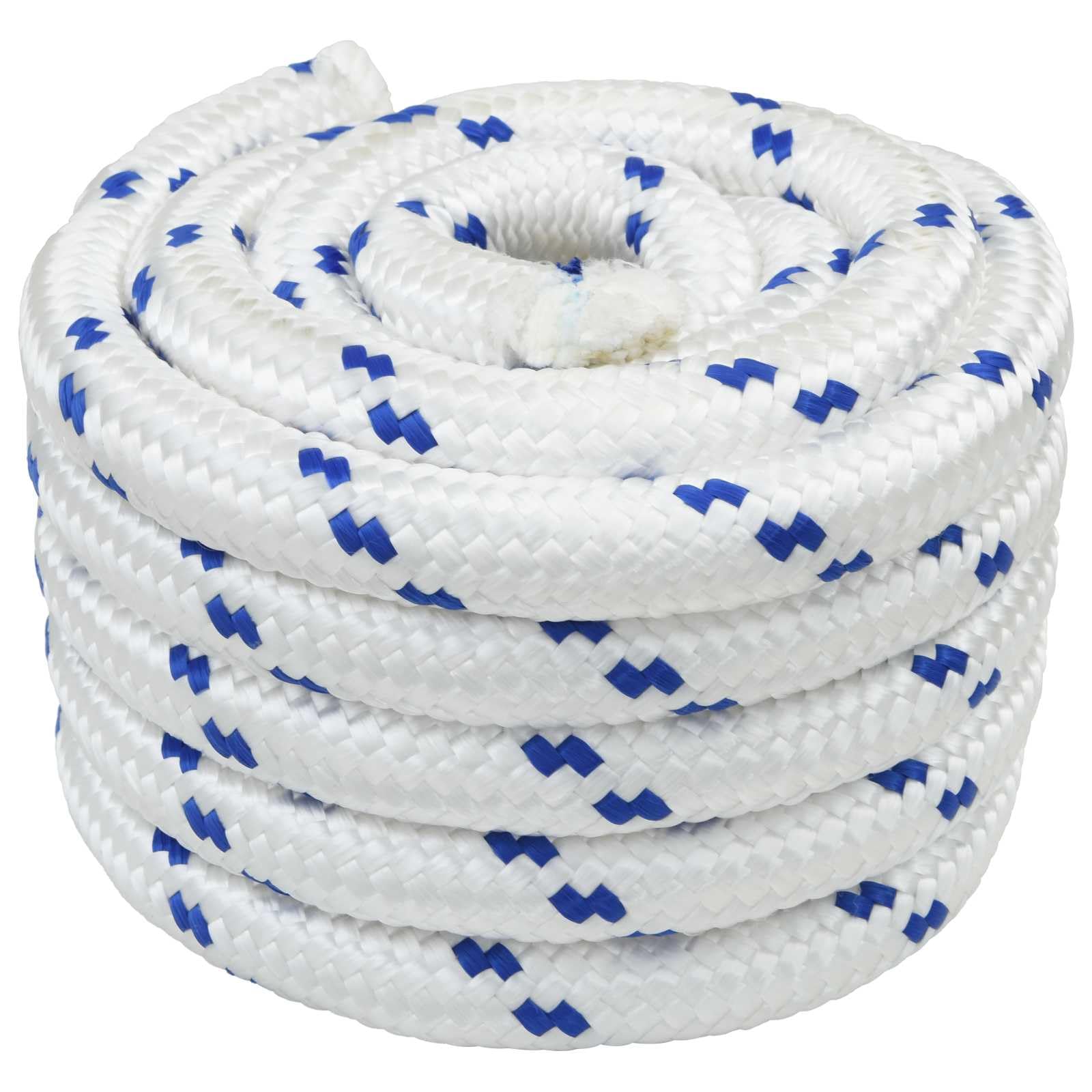 Cuerda para barco, 10 m, 3 cm, polipropileno blanco y azul, resistente a la intemperie y resistente a la intemperie para barco, camping, exterior, vela, escalada y hogar, versátil correa para