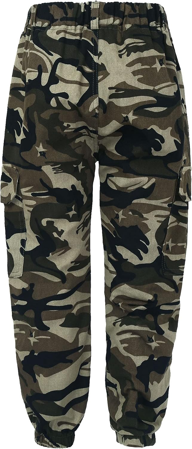 Oyolan Boys Kids Combat Army Ranger Camping Outdoor Classic Cargo Pants Trousers Woodland Camo